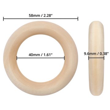 Kurtzy Streudeko 50 Natural Wood Rings 5.8cm Diameter 9.6mm Thick, Holzringe Natur 50 Stück 5,8cm Außendurchmesser 9,6mm Dicke