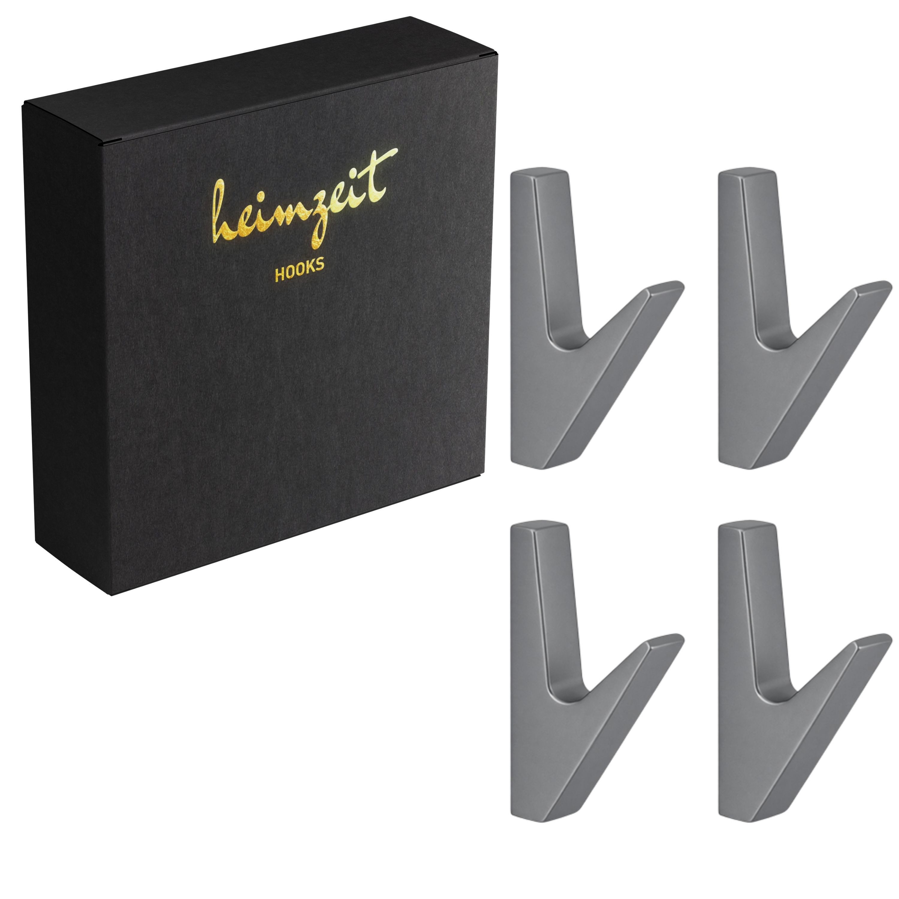heimzeit Garderobenhaken heimzeit Kleiderhaken Volt - 4 Stück (Set, 4 St), Wandhaken für Garderobe, Jacke, Handtuch, Rucksack und Kleidung