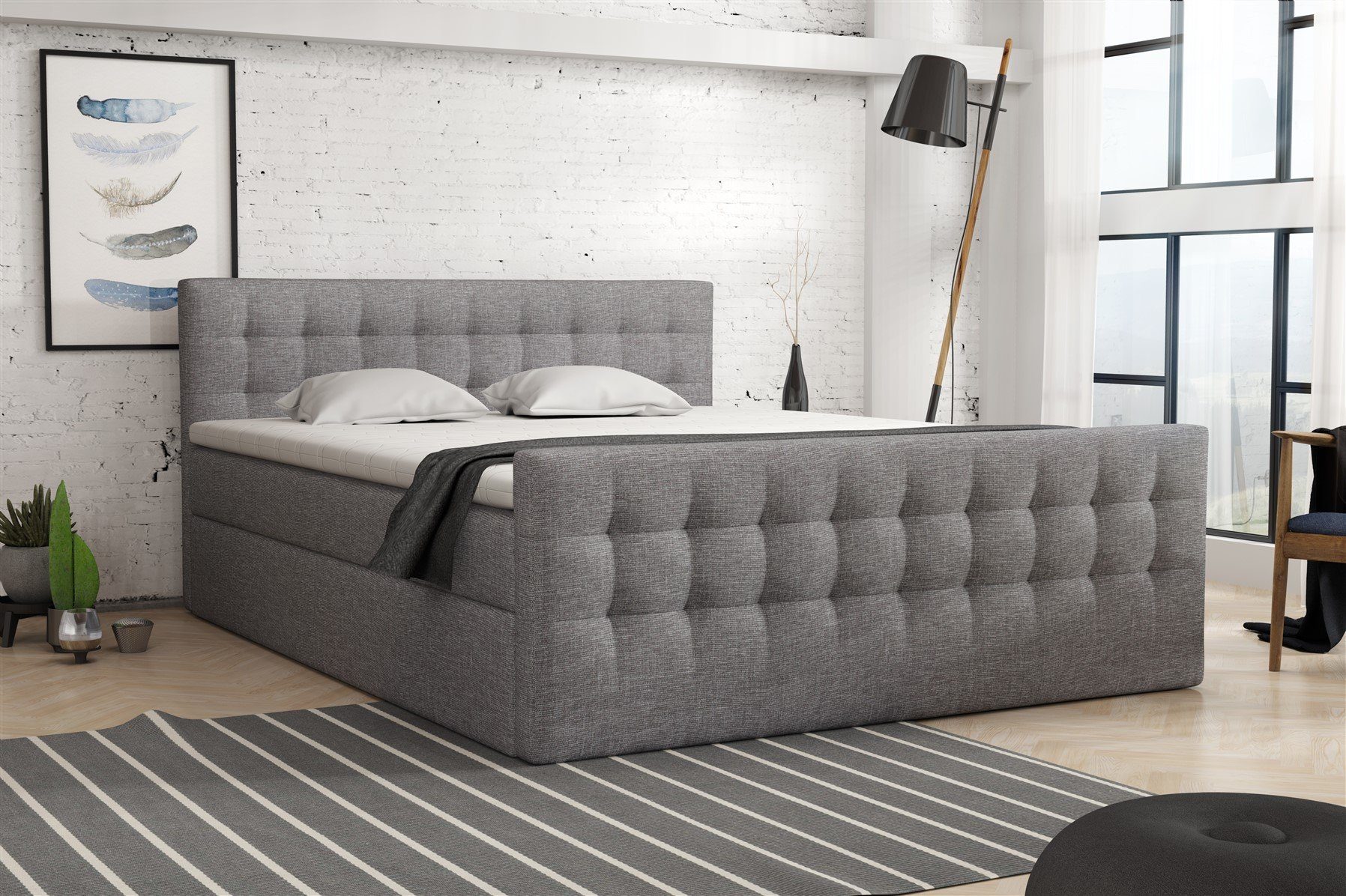 Fun Möbel Boxspringbett Schlafzimmerbett ANKER Stoff Sawana oder Soro (inkl. Topper), in vier Größen