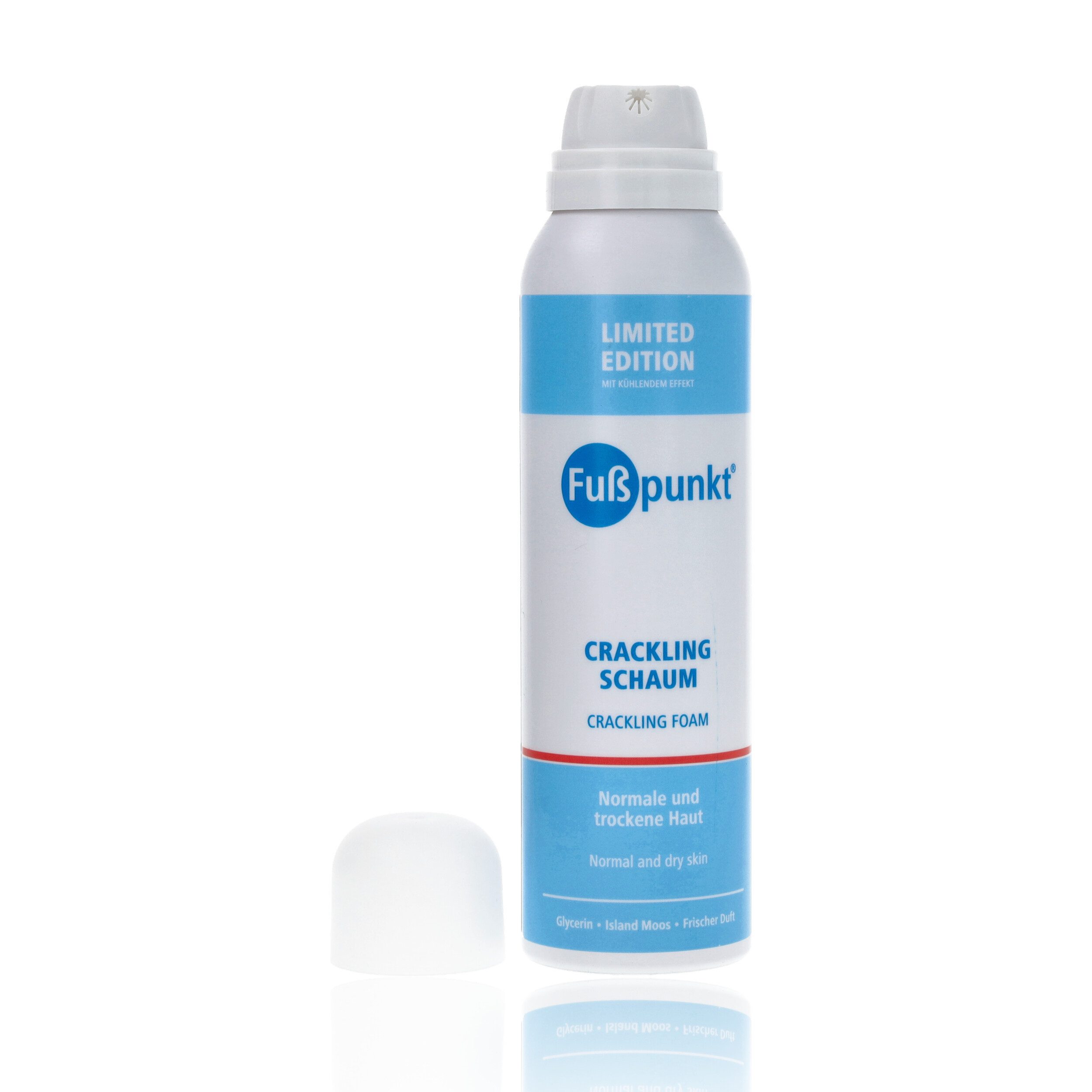 Fußpunkt Fußschaum Fußpunkt Crackling Schaum mit kühlendem Knistereffekt 150ml Mit Glycerin und Island Moos, 1-tlg., Erfrischt & kühlt & belebt müde Füße / Beine