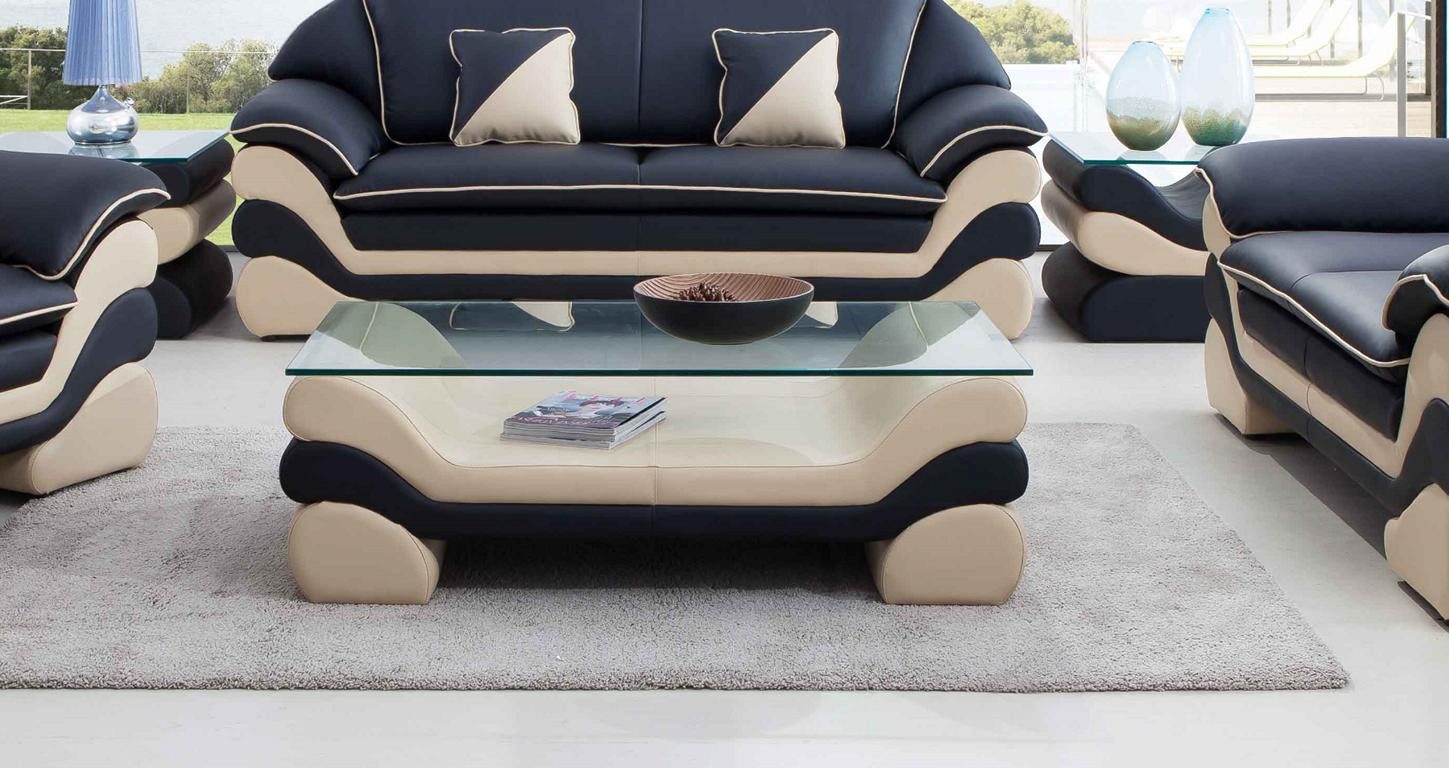 Xlmoebel Couchtisch Designercouchtisch aus Leder und Glas in klassischem Stil (Couchtisch 0613Couchtisch), Hergestellt in Europa