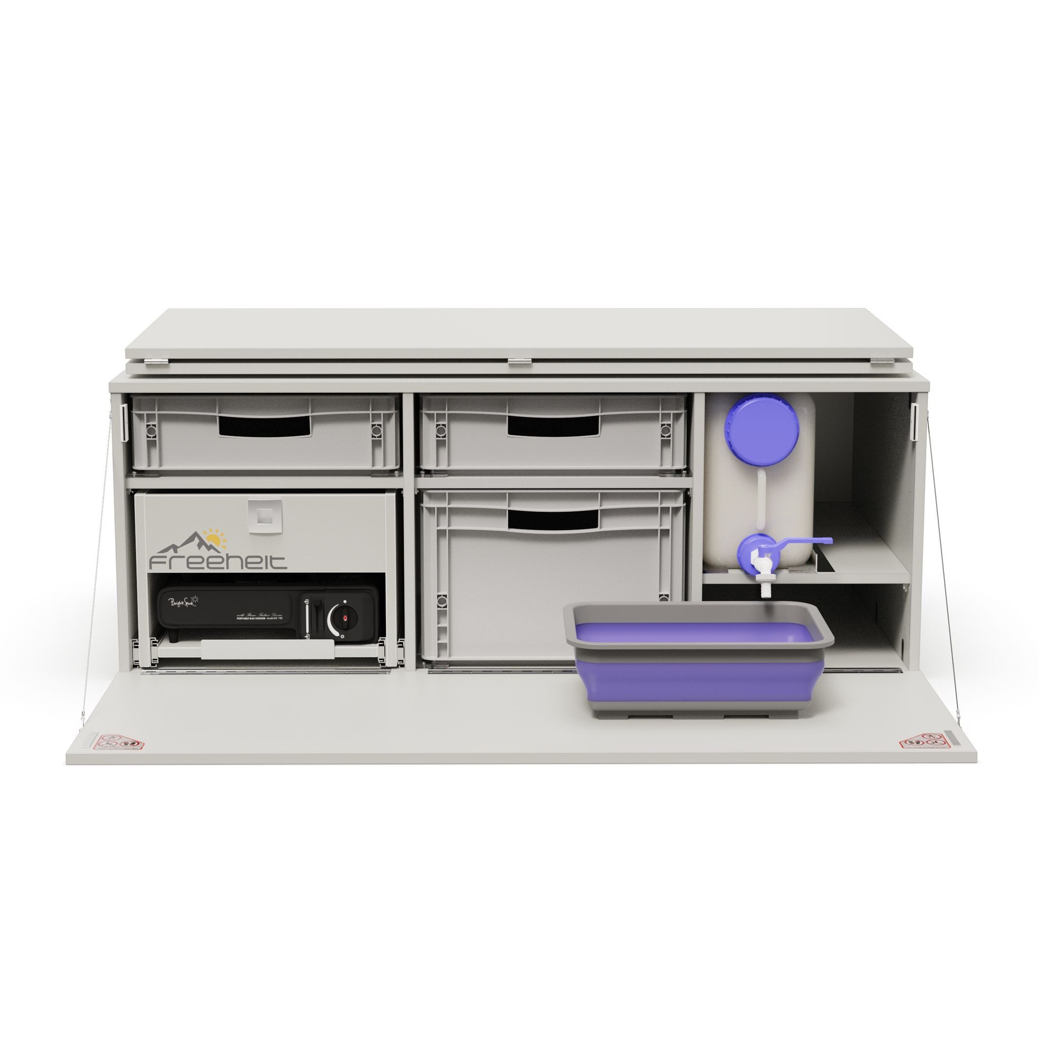 freeheit Schrankmodule (Minivan Campingmodul Schlafsystem Heckküche mit Kocherauszug) Van Hochdachkombi Mikrocamper Küchenblock Freeheit Flexicamp 1015