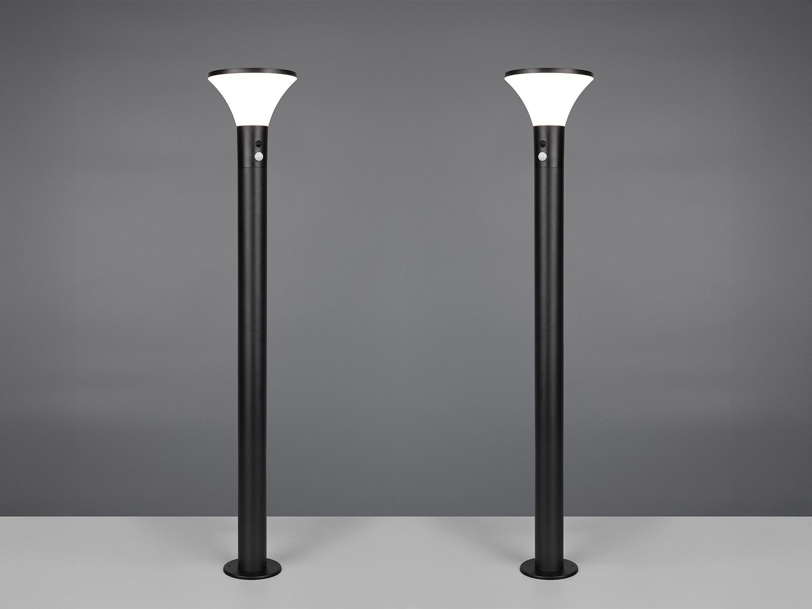 Reality Leuchten LED Pollerleuchte, Bewegungsmelder, LED fest integriert, Neutralweiß, 2er SET Hybrid Außen Wegbeleuchtung mit Strom und Solar, Höhe 100cm
