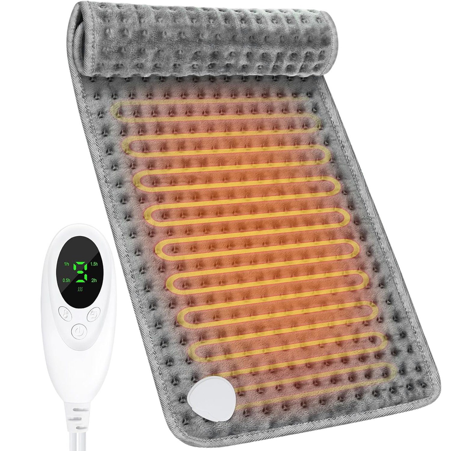 AKKEE Heizkissen mit Abschaltautomatik für Rücken Nacken Schulter 30 x 60 cm, Elektrisch Heizdecke Klein 9 Temperaturstufen 4 Zeiteinstellungen