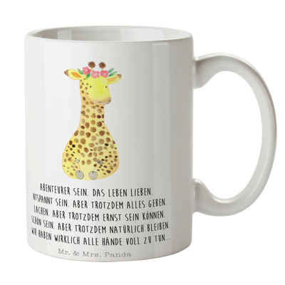 Mr. & Mrs. Panda Tasse Giraffe Blumenkranz - Weiß - Geschenk, Keramiktasse, Abenteurer, Afri, Keramik