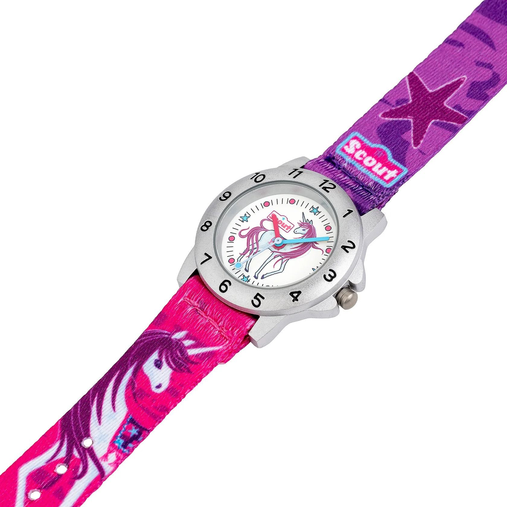 Scout Quarzuhr Action Kinderuhr 164000042 Einhorn Textilband Pink Lila 32 mm