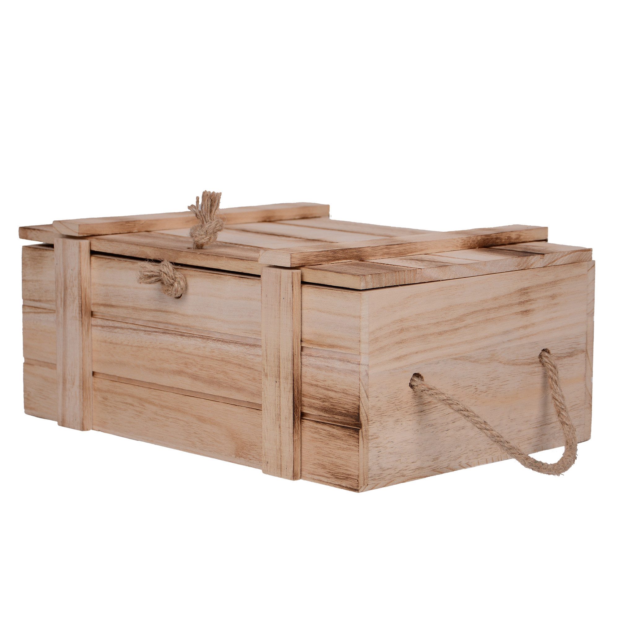 UNUS HOME Dekokiste UNUS Holzkisten 2er Set geflammt mit Deckel und Seilgriffen (1 St., Groß: 36x14,5x24cm (BxHxT), schatzkiste holz, truhe mit deckel, aufbewahrungskiste, geschenkbox