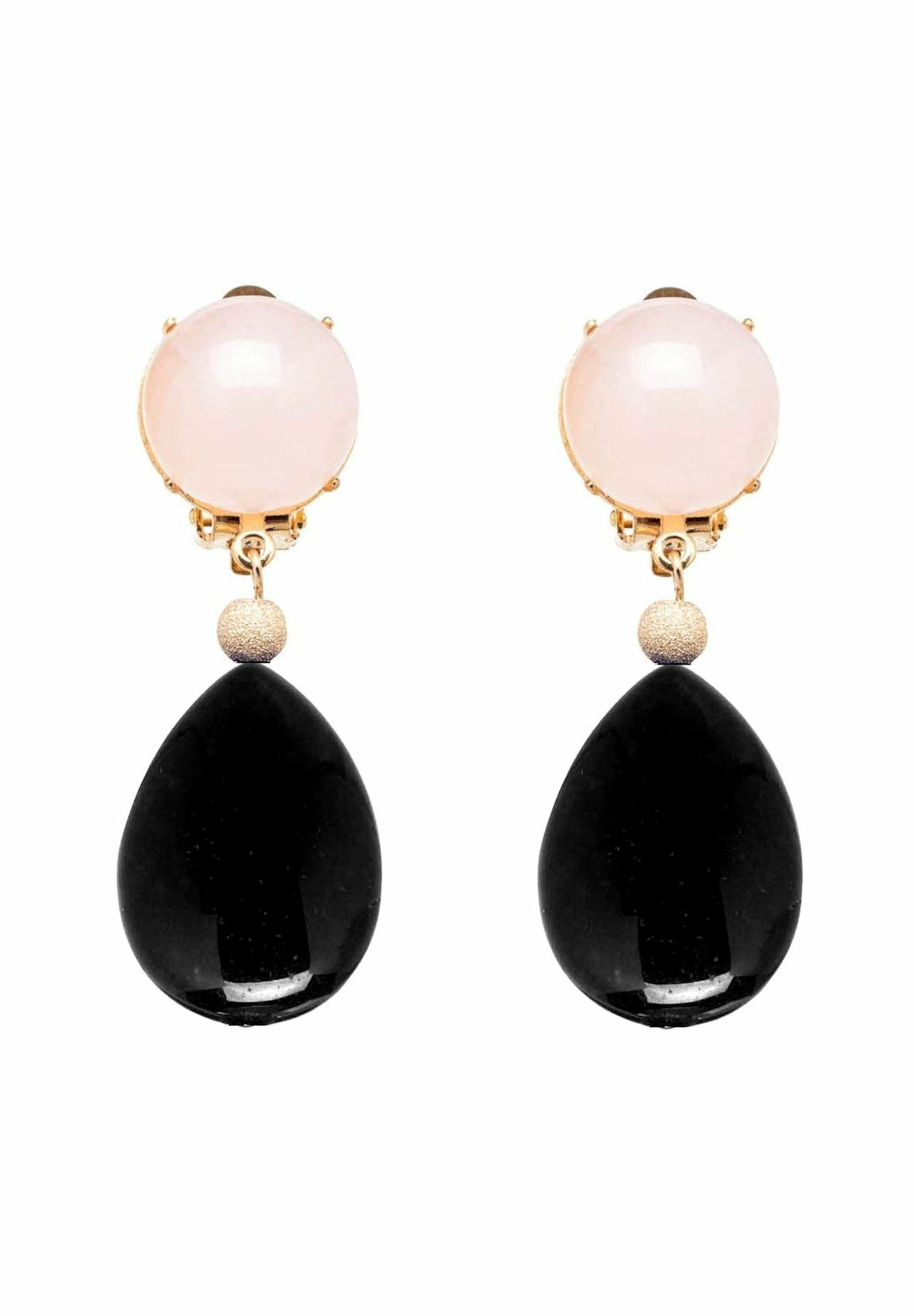 Gemshine Paar Серьги Rosenquarz und Achat Tropfen