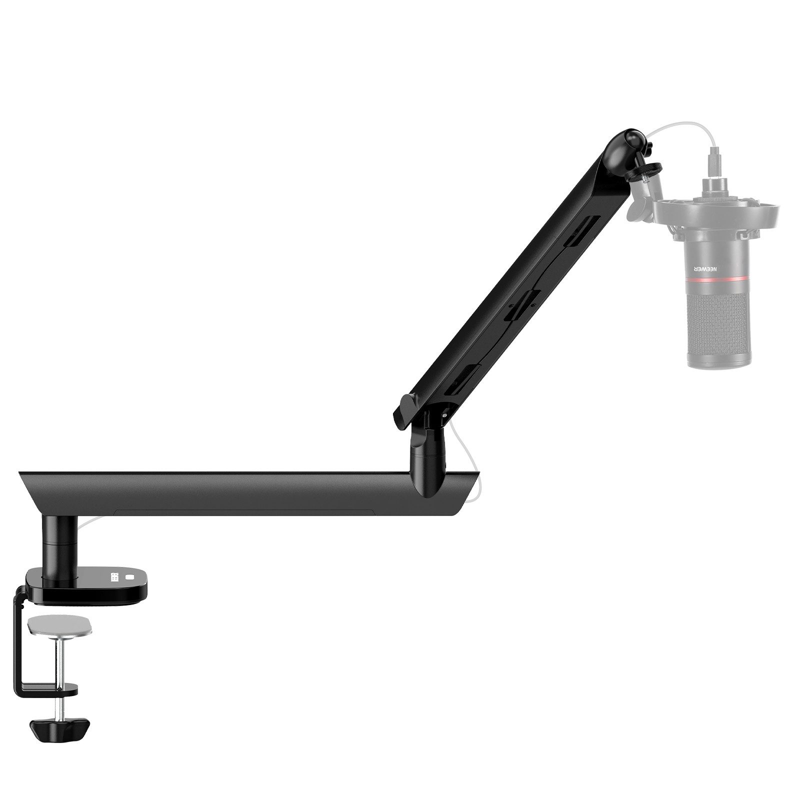 Neewer Mikrofonständer Low Profile gedämpfter Mikrofon Halterung mit Boom Arm, 360° Kugelkopf, (Packung), MS007 Microphone Stand, verbesserte Kabelkanäle, max. 1,5kg
