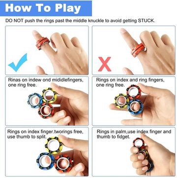 XDeer Lernspielzeug 9Pcs Fidget Magnetring Zappeln Spielzeug, Dekompressionsspielzeug,Neueste Magnete Fingerringe für ADHS-Stressabbau, Geschenkidee für Erwachsene, Teenager, Kinder, hilft, die Stimmung zu lindern, Stress abzubauen und die Aufmerksamkeit zu steigern