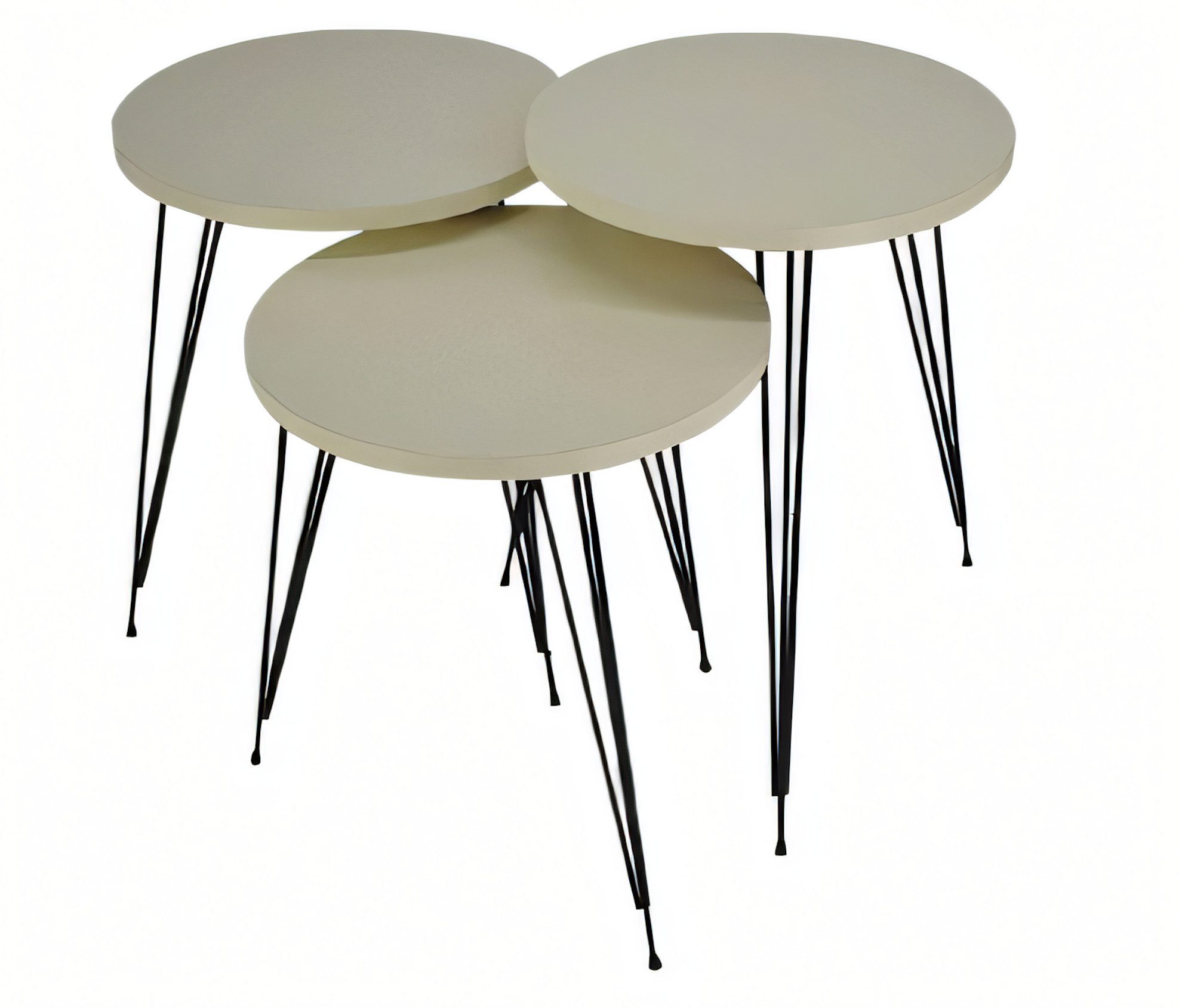 JVmoebel Couchtisch Beigefarbenes Couchtisch-Set aus Holz und Metall mit elegantem Design (Set, Couchtisch, Couchtisch 2, Couchtisch 3), Made in Europe