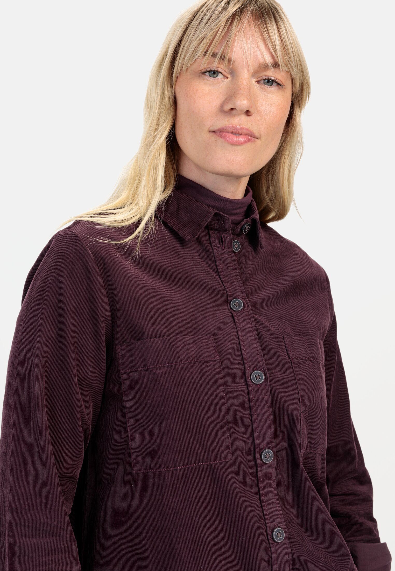 camel active Cordkleid aus reiner Baumwolle Langarm Markenlabel