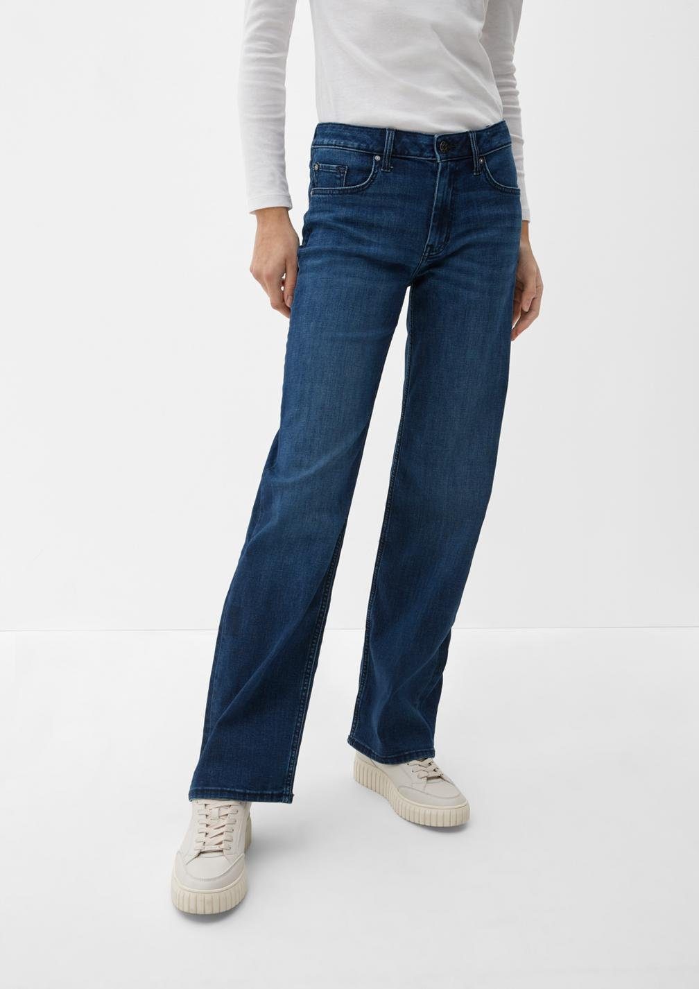 s.Oliver Comfort-fit-Jeans / Leg KAROLIN Fit Relaxed / Straight leichter tiefblau rise mit Waschung, Mid