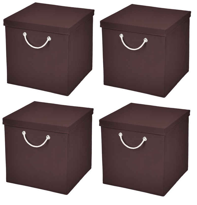 StickandShine Faltbox 4 Stück 30 x 30 x 30 cm Хранилищаsbox Stoffboxen in verschiedenen Farben (4er SET 30x30x30) Faltbox moderne Faltkiste Maritim mit Kordel 30cm