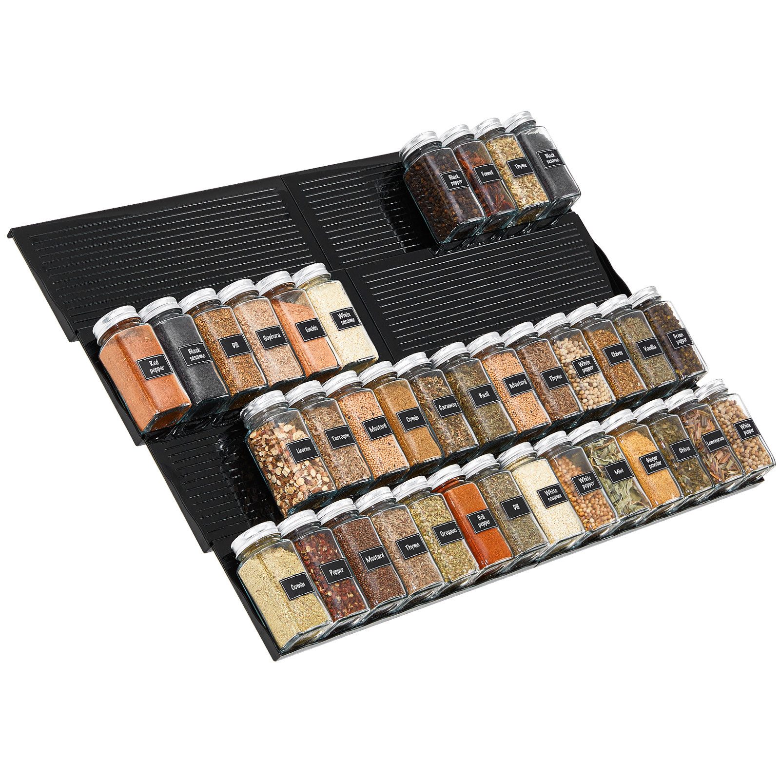 Lifewit Servierständer Justierbare Gewürzschublade Organizer, Expandable Gewürzregal, (8-tlg), Geneigtes