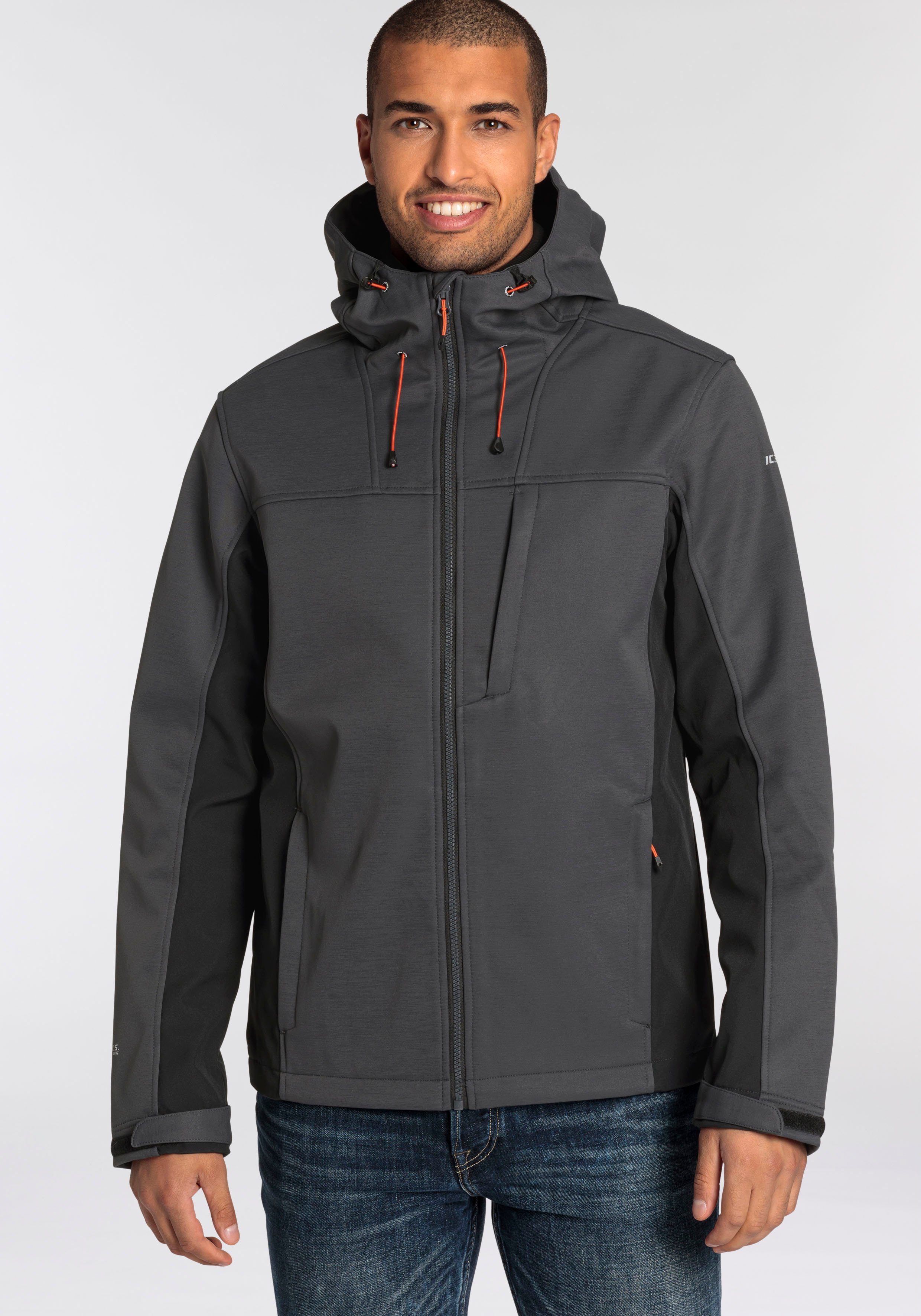 Icepeak Softshelljacke Logoschriftzügen ICEPEAK granite BAZINE dezenten mit