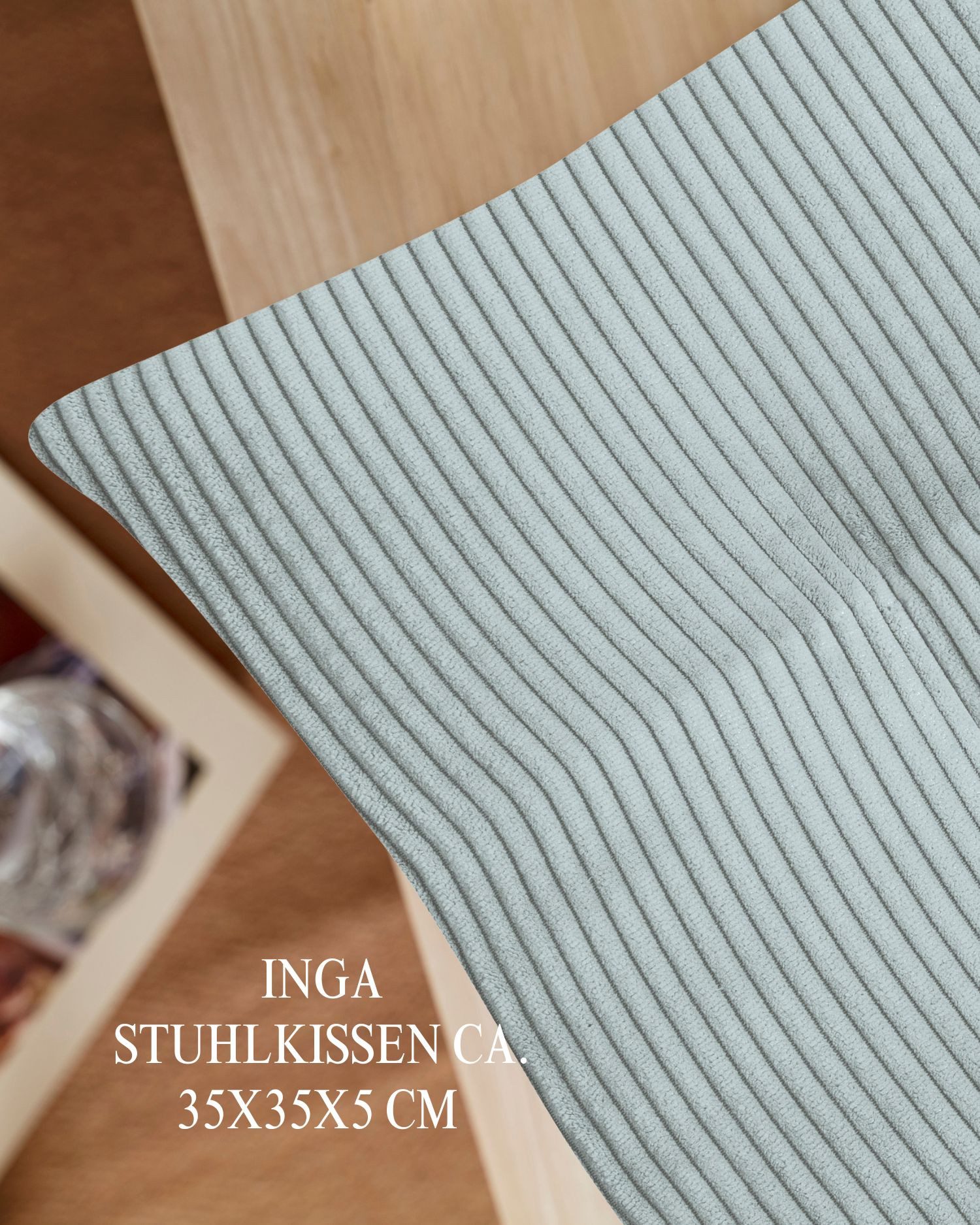 Magma Heimtex Stuhlkissen 2er Set Inga Stuhlkissen Sitzkissen ca. 35x35x5 cm Cordstoff, gestreift trendiger Cord Look