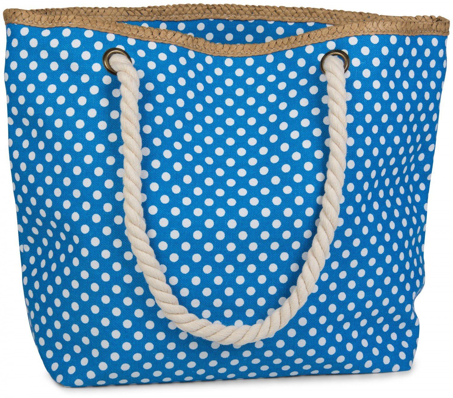 styleBREAKER Strandtasche (1-tlg), Strandtasche mit Punkte Muster Blau-Weiß