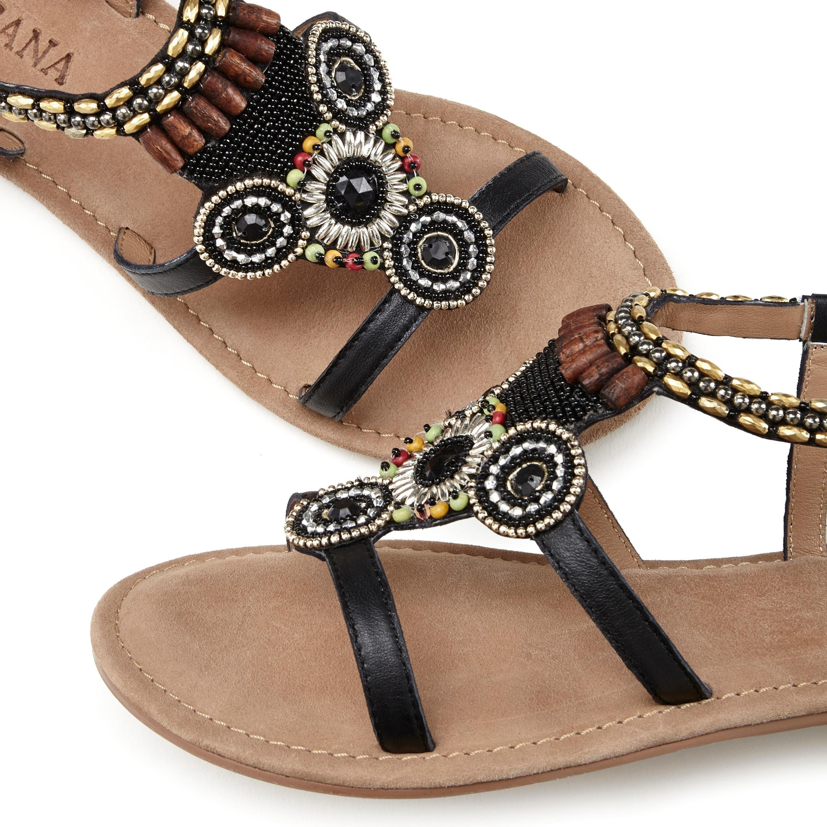 LASCANA Sandale Sandalette, Sommerschuh Leder schwarz aus