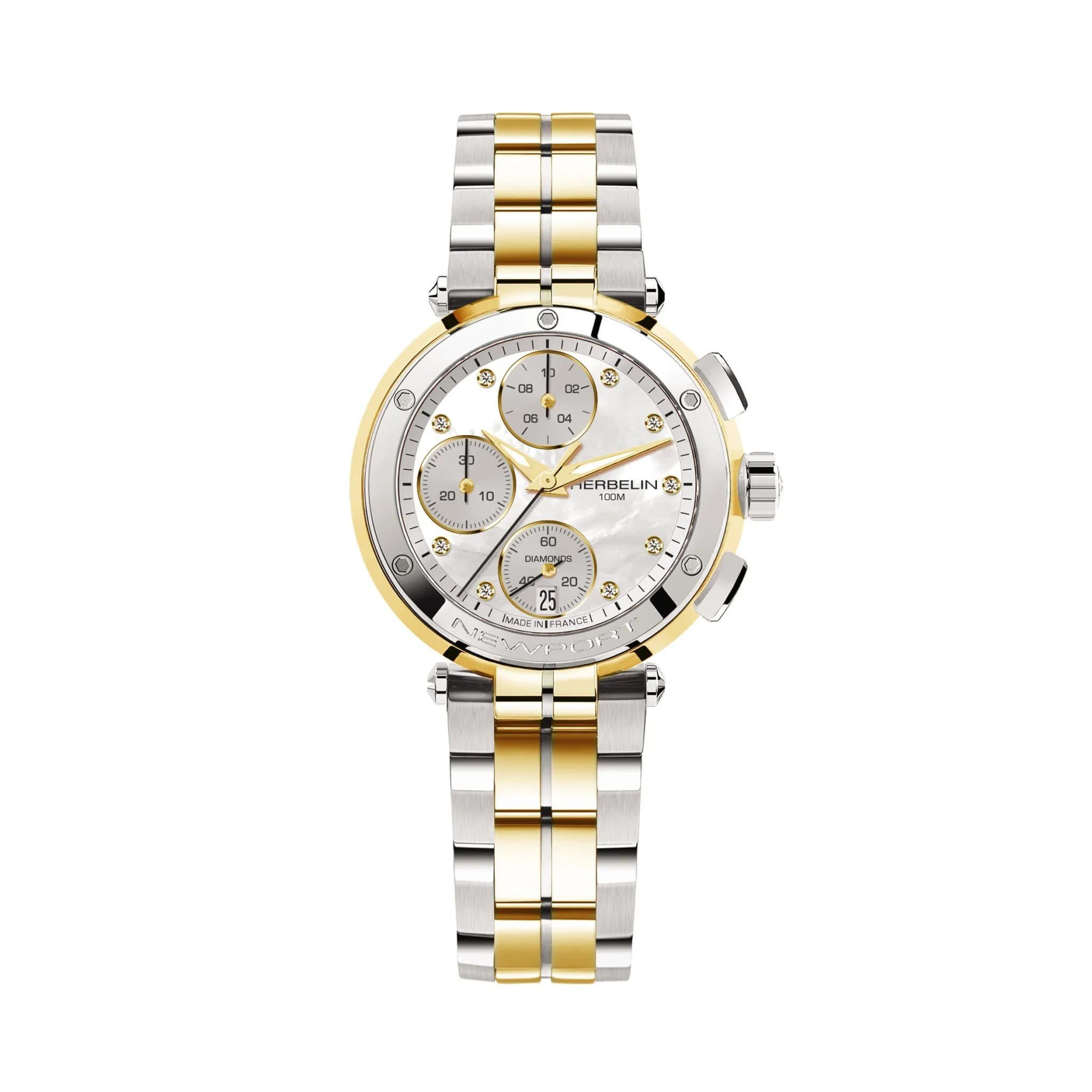 Michel Herbelin Schweizer Uhr Michel Herbelin Damenarmbanduhr Newport Chrono 35688BT89 Edelstahl, (1-tlg)