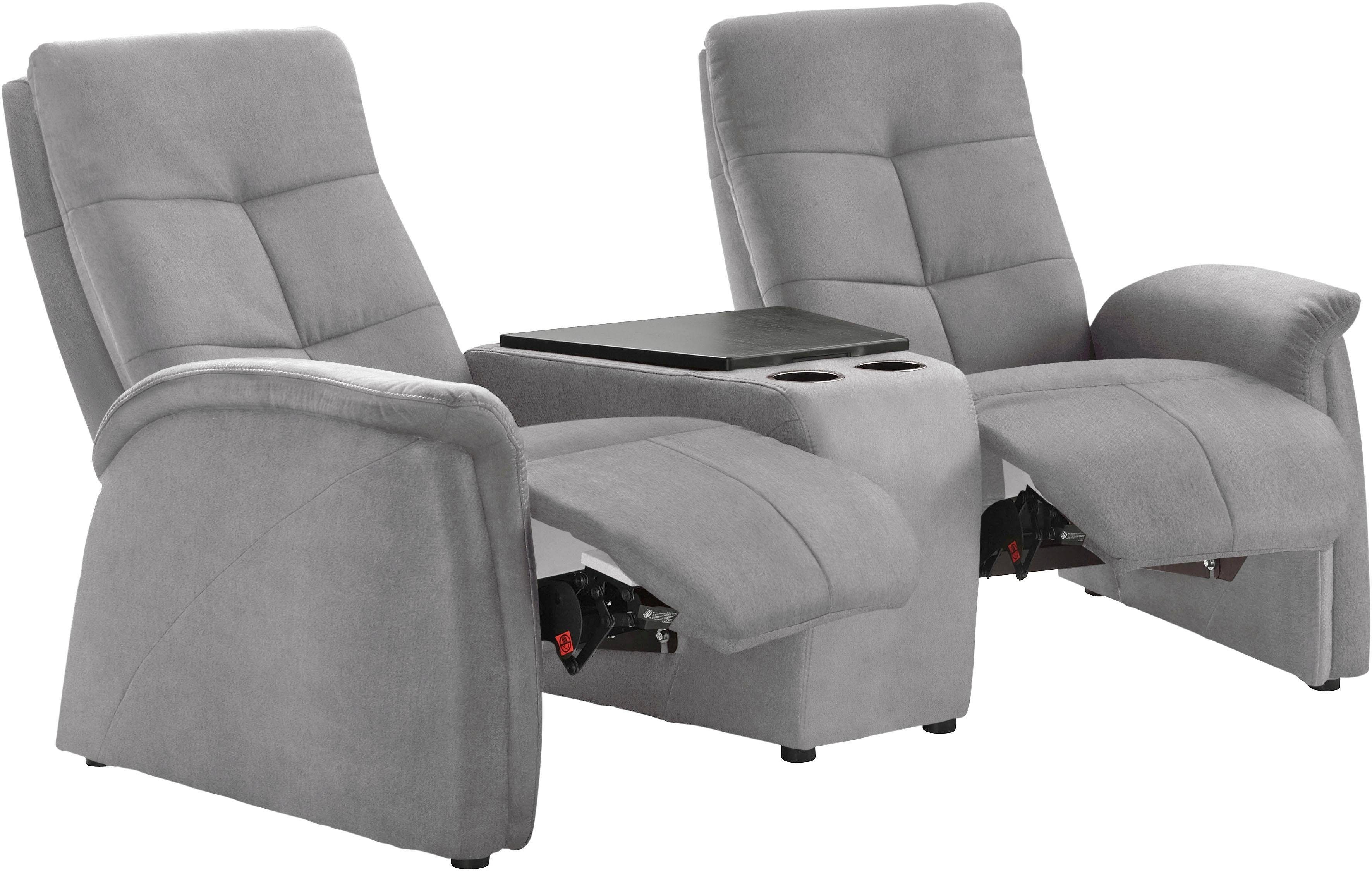 exxpo - sofa fashion 2-Sitzer Tivoli, Kinosofa mit Relaxfunktion, mit Ablagetisch und Stauraum, bequem und komfortabel