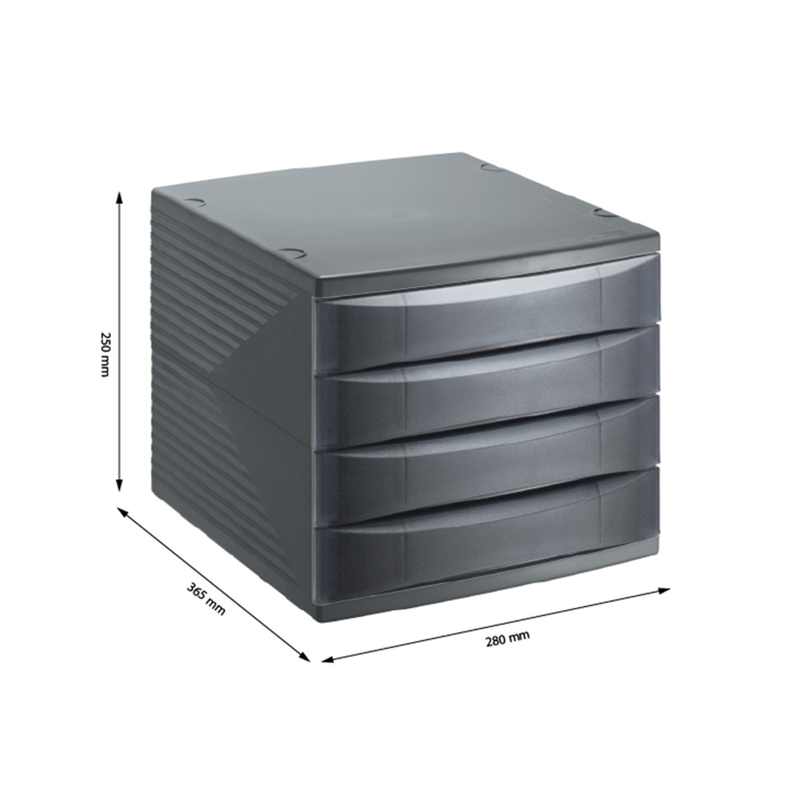 ROTHO Briefablage Quadra Schubladenbox Bürobox mit 4 Schüben, Kunststoff (PS)
