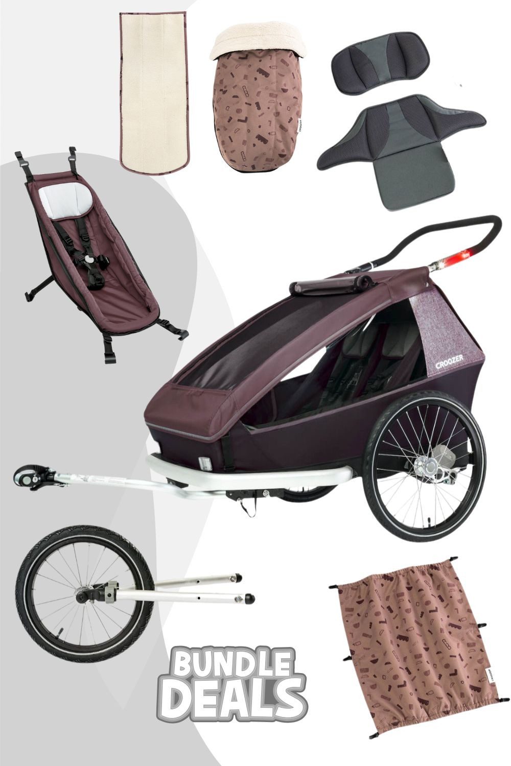 Croozer Fahrradkinderanhänger Kid Vaaya 2 Kid All-Season Bundle Geschwister