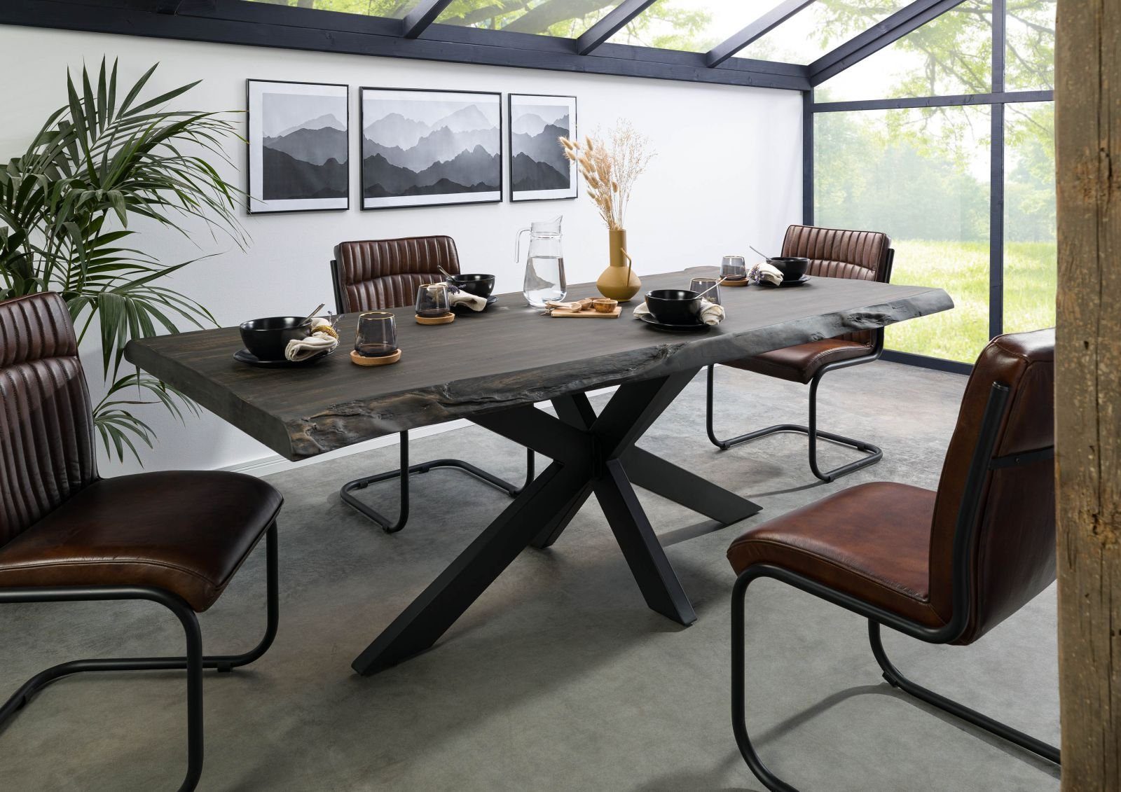 Massivmoebel24 Baumkantentisch FREEFORM (180x90x77 Mango, Esstisch günstig online kaufen
