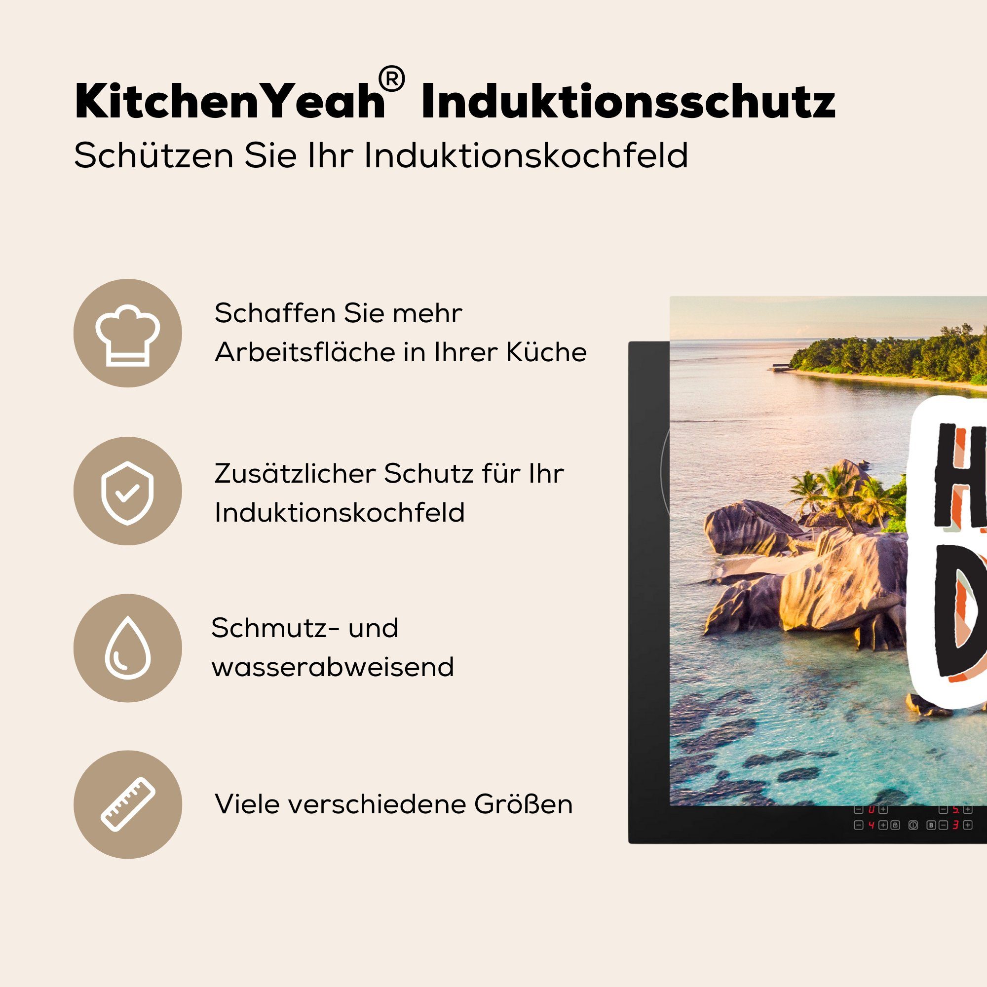 Vinyl, MuchoWow 81x52 - Urlaub die Herdblende-/Abdeckplatte Schutz Sommer, cm, küche, Induktionskochfeld Ceranfeldabdeckung - tlg), für (1 Insel