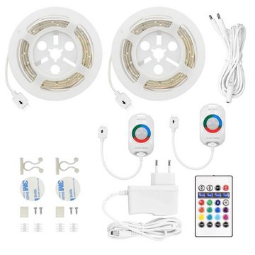 kwmobile LED Dekolicht 2x RGB LED Bettlicht mit Bewegungssensor & Fernbedienung - 2er Set