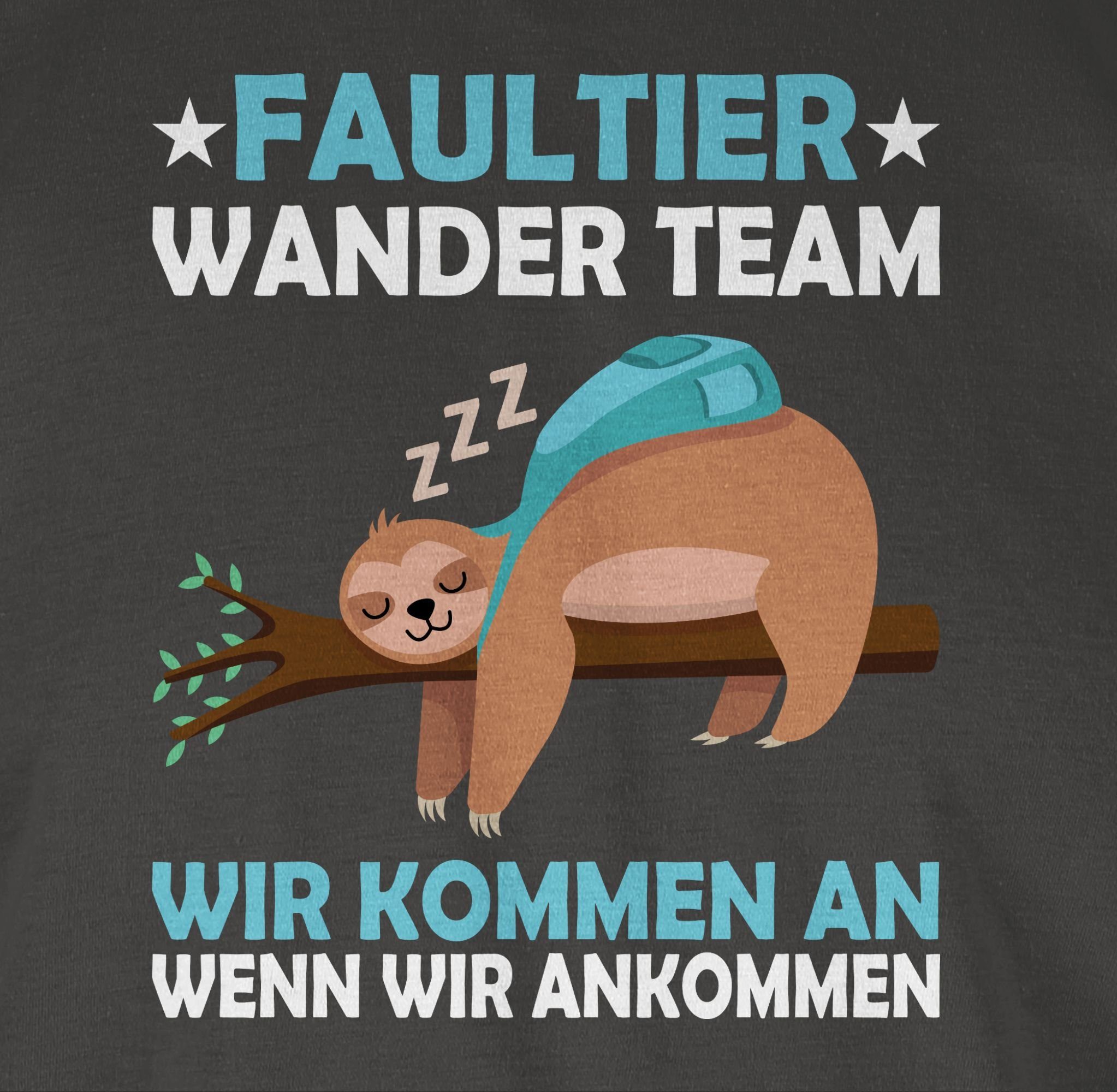 Shirtracer T-Shirt Faultier Wander Team 03 Spruch Statement Hiking Dunkelgrau Sprüche mit