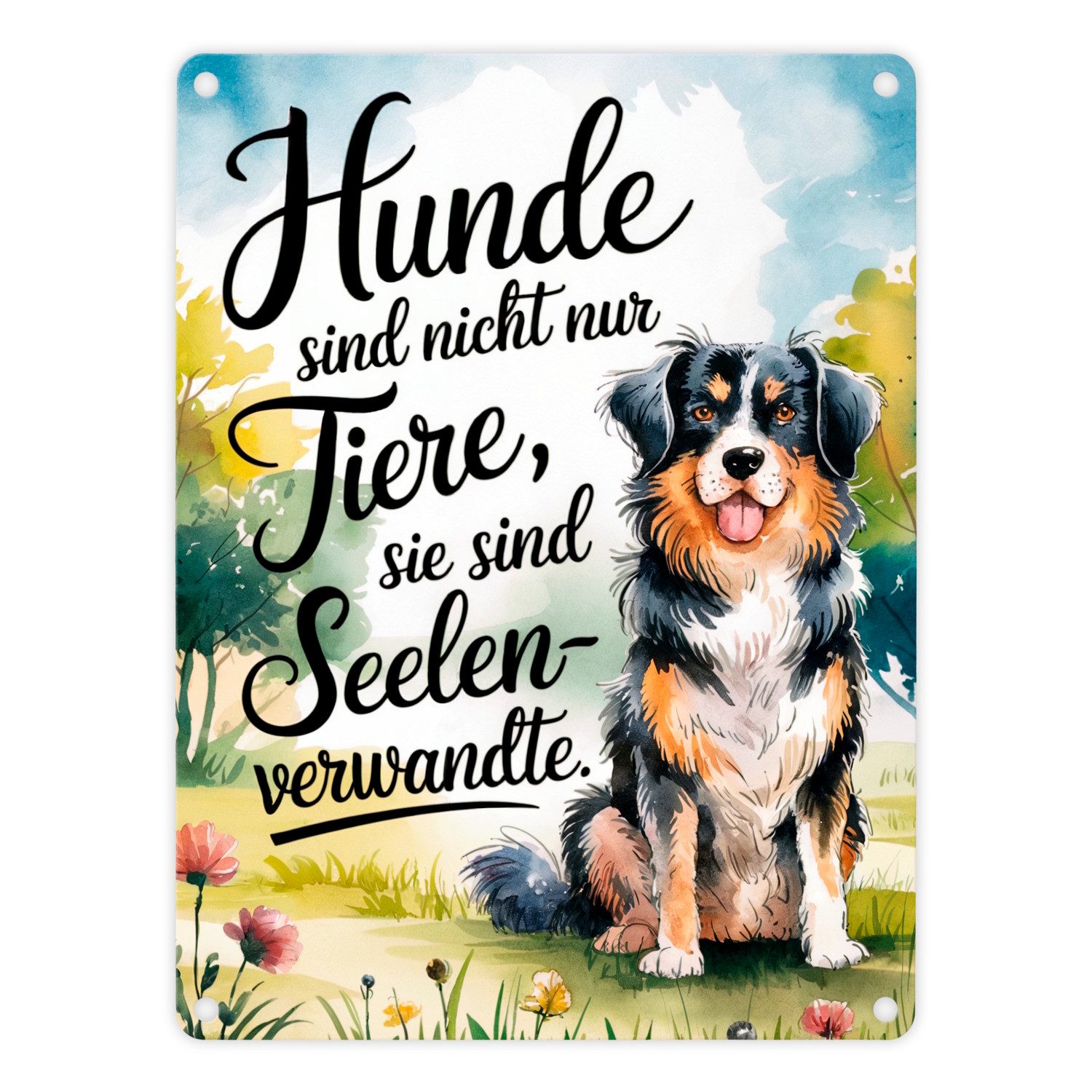 Metallschild Hunde sind Seelenverwandte Metallschild in 15x20 cm