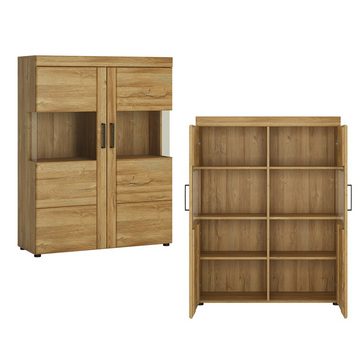 Lomadox Wohnwand CARIATI-129, (2-St), Highboard und Sideboard, mit Beleuchtung, Grandson Eiche Nb.