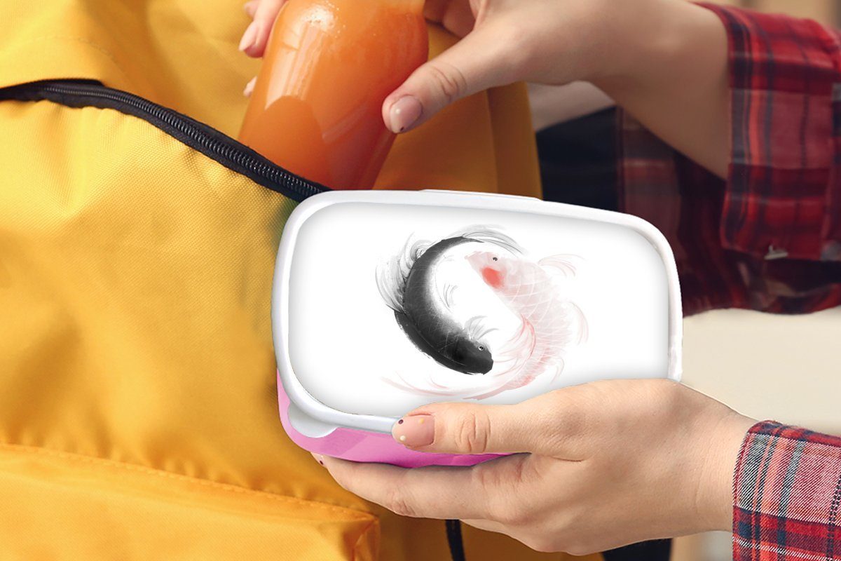 MuchoWow Lunchbox Eine Illustration Yin für Fischen, Yang Snackbox, Logos Kunststoff, rosa Brotbox Kunststoff Erwachsene, (2-tlg), Brotdose Mädchen, des mit Kinder, und