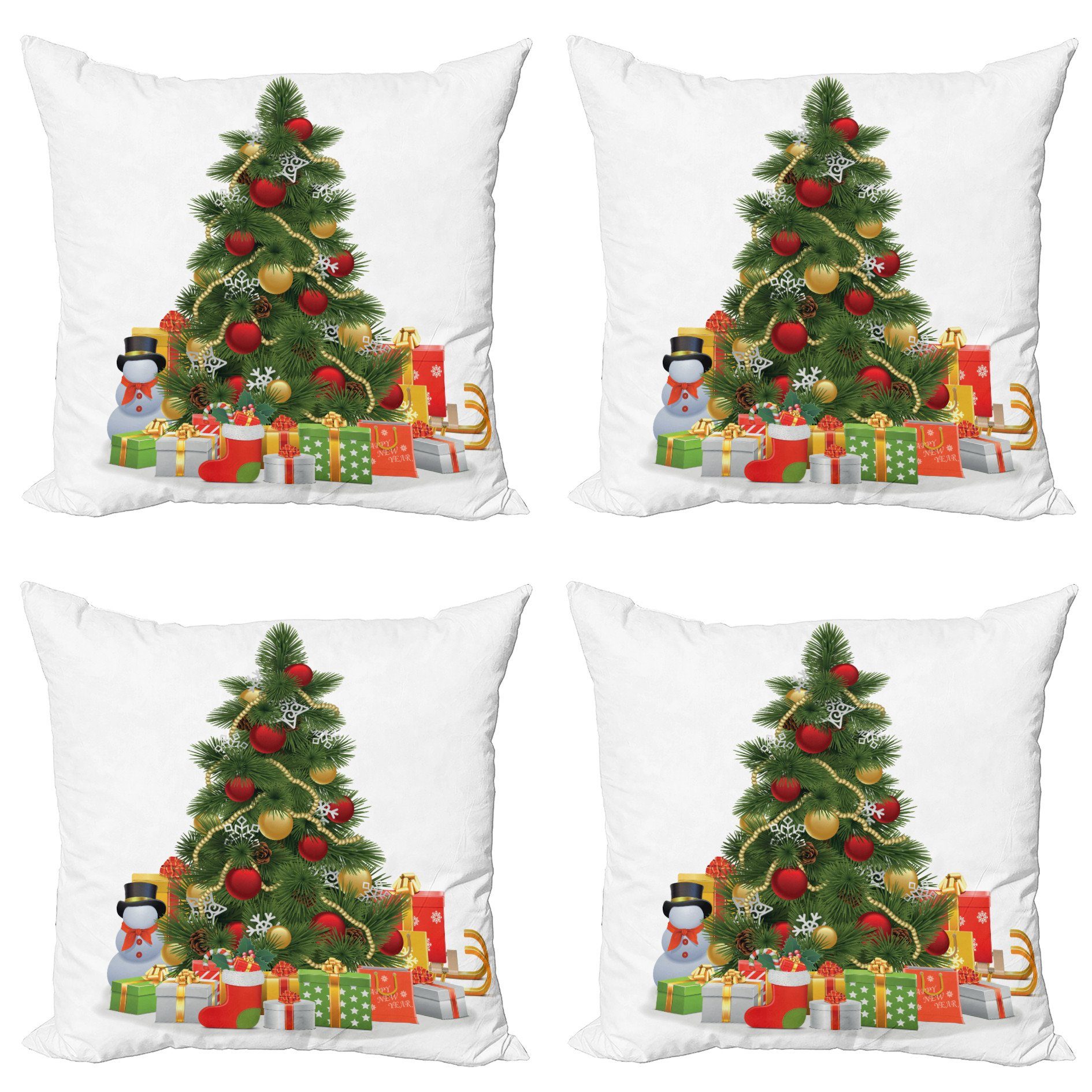 Kissenbezüge Modern Accent Doppelseitiger Weihnachtsbaum-Stil (4 Stück), Digitaldruck, Weihnachten Abakuhaus