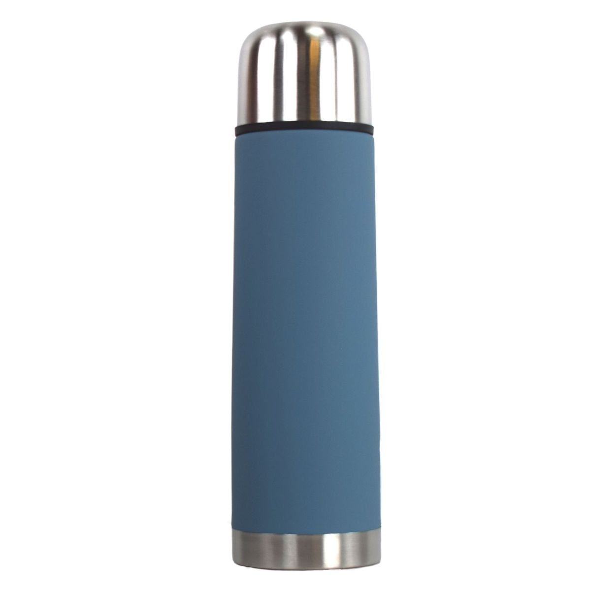 Trinkflasche Isoflasche ca. 500 ml aus Edelstahl und Silikon 3 Farben Thermoflasche, mit Becher als Deckel Blau