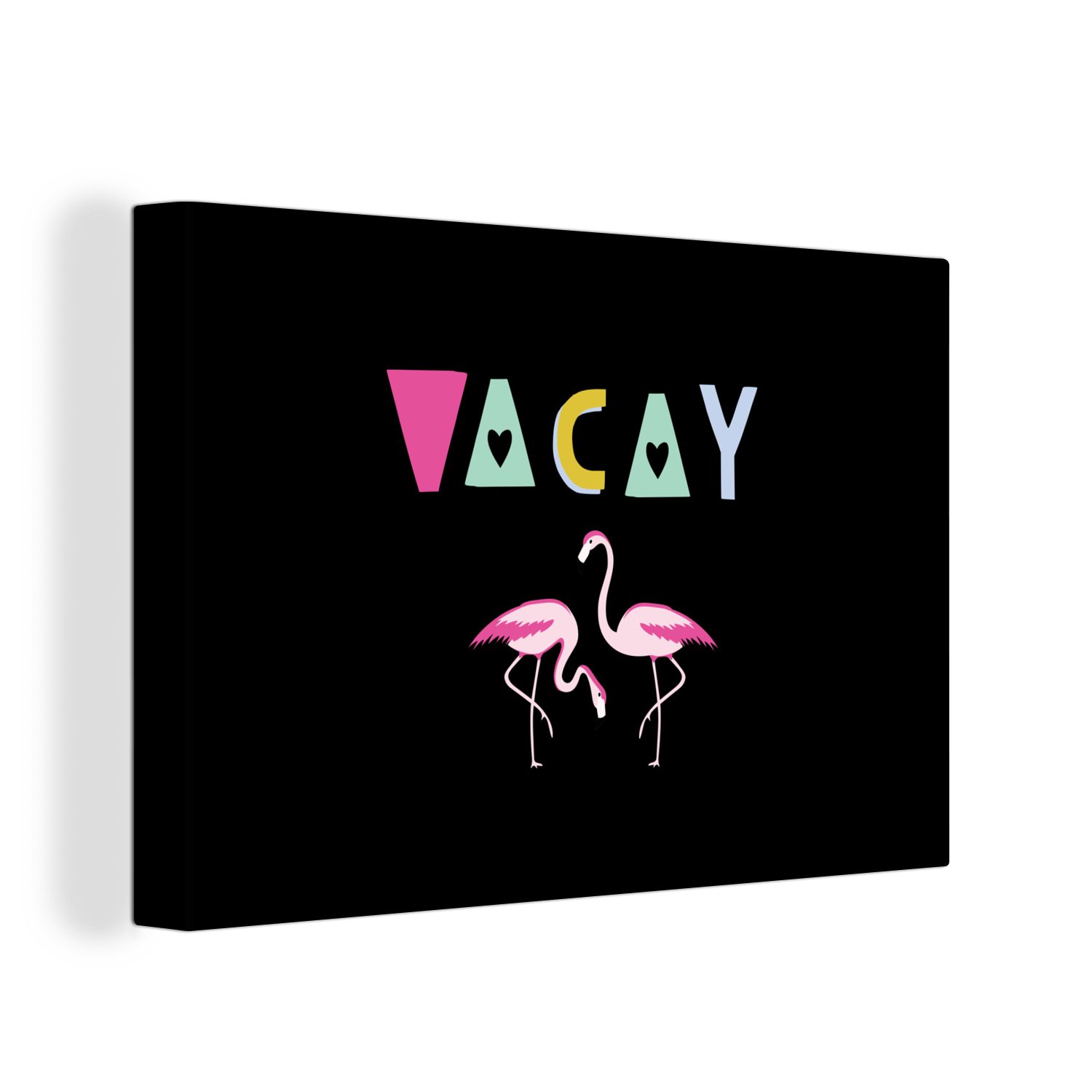 OneMillionCanvasses® Leinwandbild Sommer - Flamingo - Rosa, (1 St), Wandbild Leinwandbilder, Aufhängefertig, Wanddeko, 30x20 cm