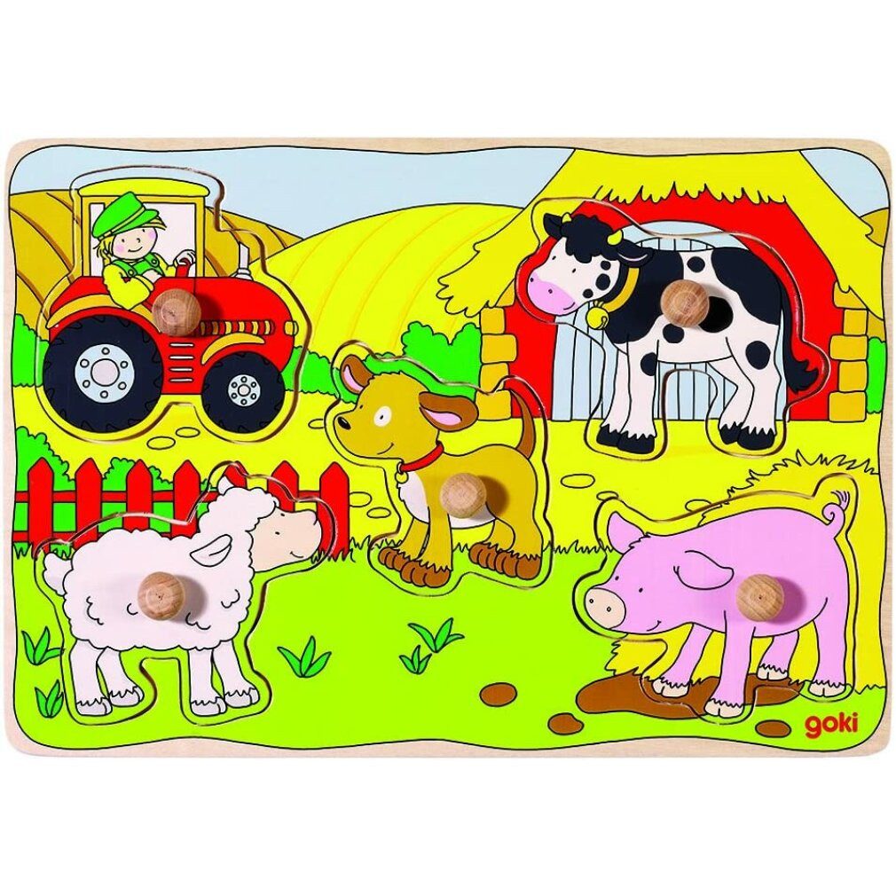 goki Puzzle Gollnest & Kiesel Steckpuzzle Auf dem Bauernhof, Puzzleteile