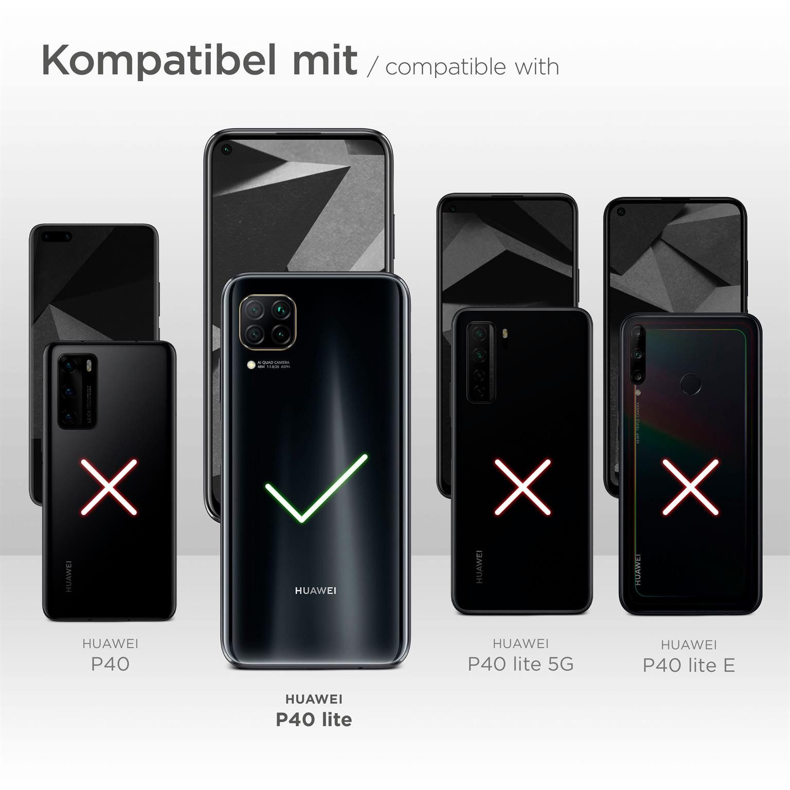 ONEFLOW Handyhülle für Huawei P40 Lite Premium Hülle Business Cover Schwarz 6,4 Zoll, 360 Grad Schutzhülle Flip Case Etui Klapphülle Dünn Leder Handy Tasche