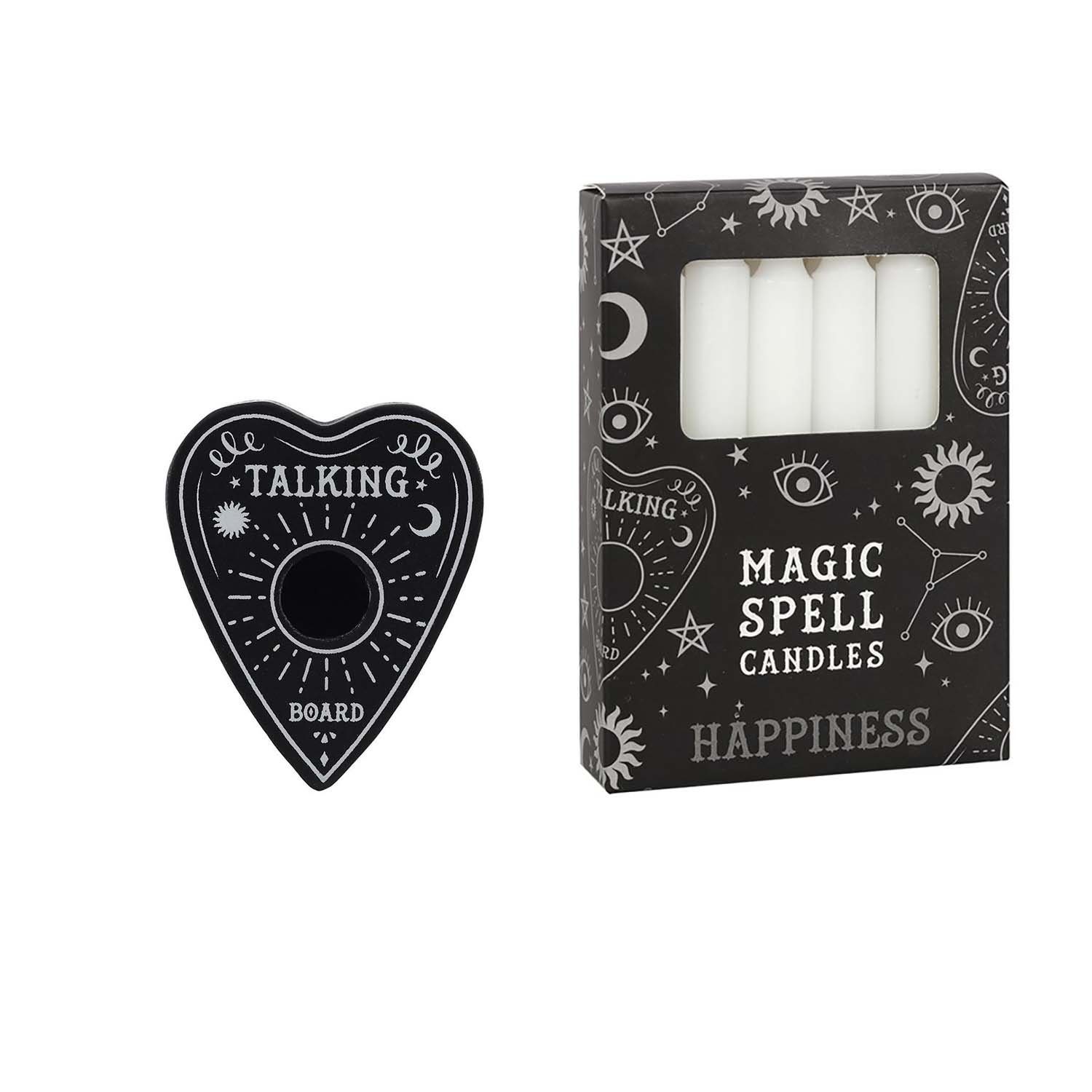 MystiCalls Kerzenhalter Spell Candle Halter "Talking Board" inkl. Spell Candle (2 St), Kerze nicht unbeaufsichtigt brennen lassen