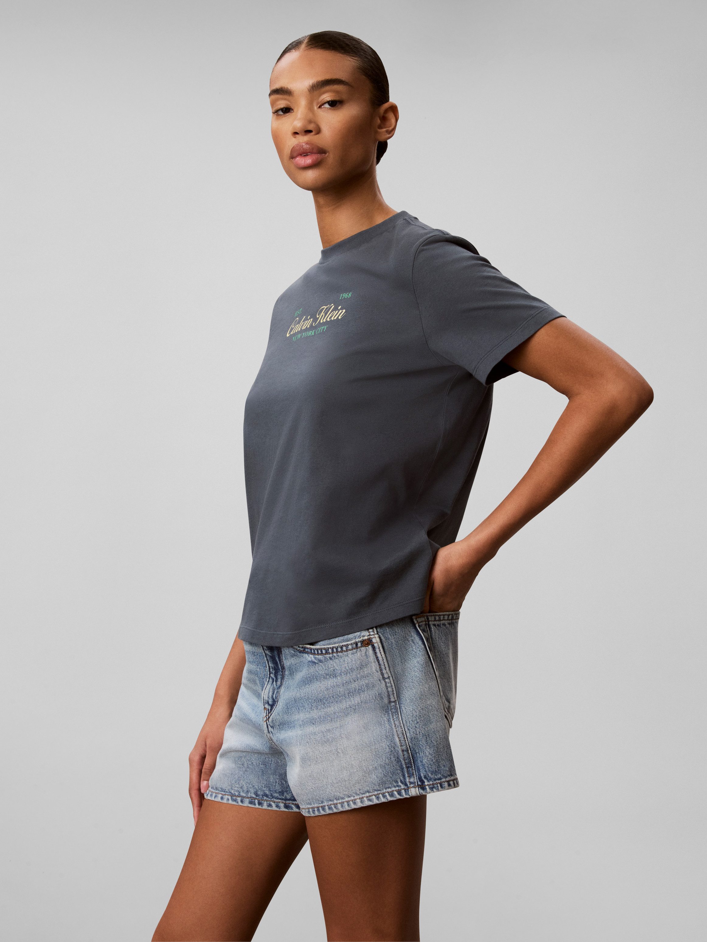 Calvin Klein Jeans T-Shirt Rundhalsausschnitt, Regular Fit, reine Baumwolle