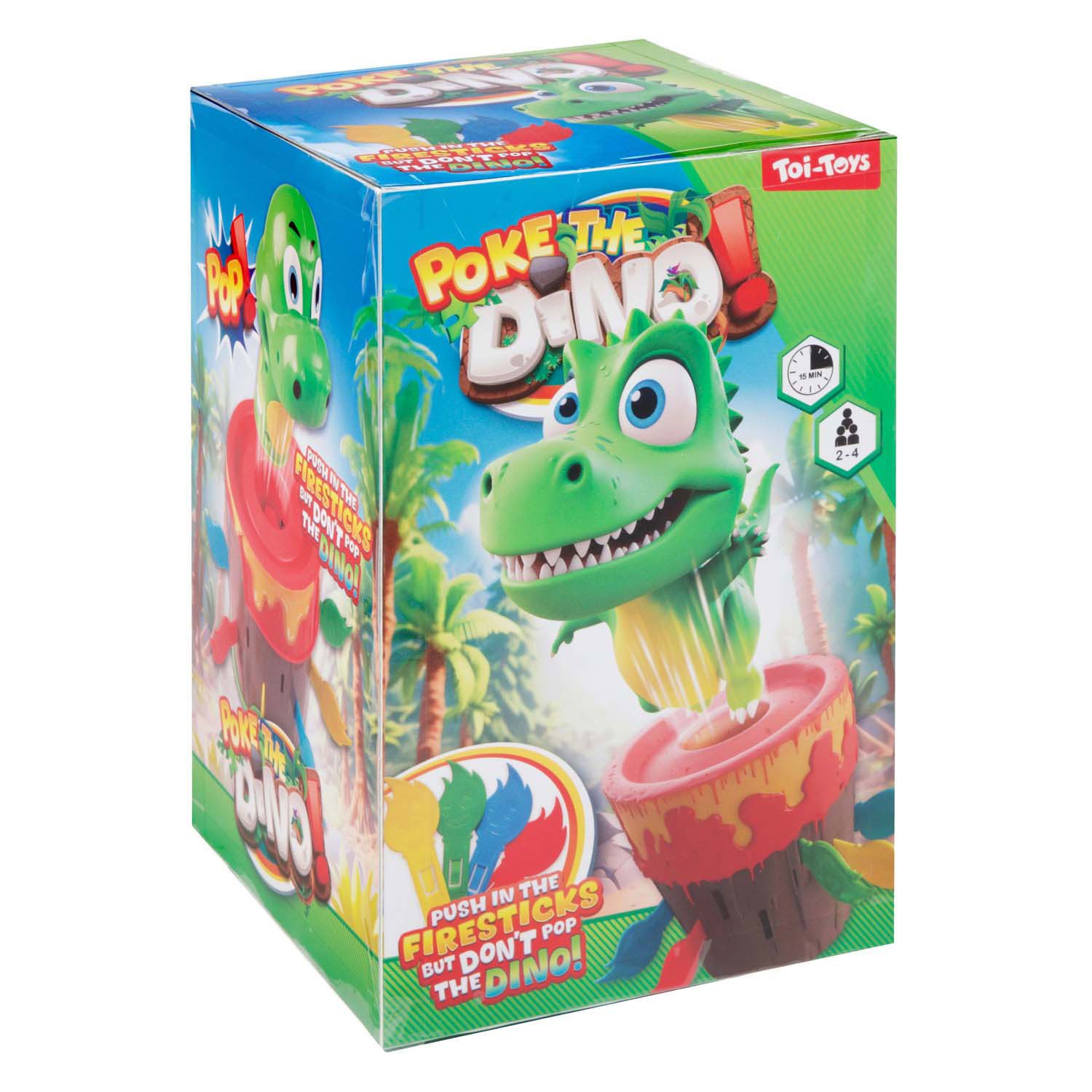 Toi-Toys Spiel GAMES „Piekse den Dino“ Vulkan – Geschick, Vulkan mit 16 Flammen für spannendes Spiel