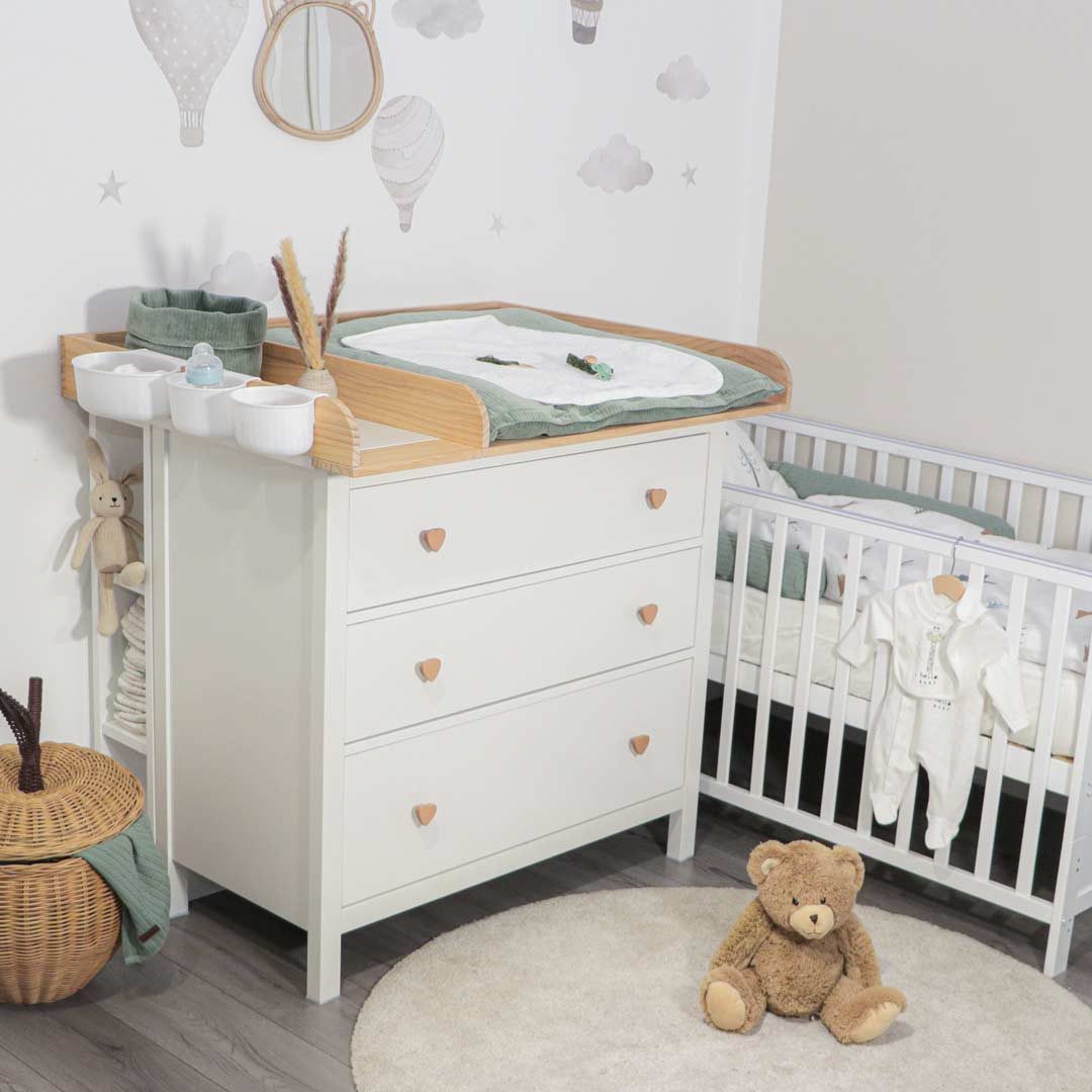 Puckdaddy GmbH Wickelaufsatz Pelle (108x10x80cm) für IKEA Hemnes Kommoden, Wickelaufsatz für IKEA Hemnes Kommode