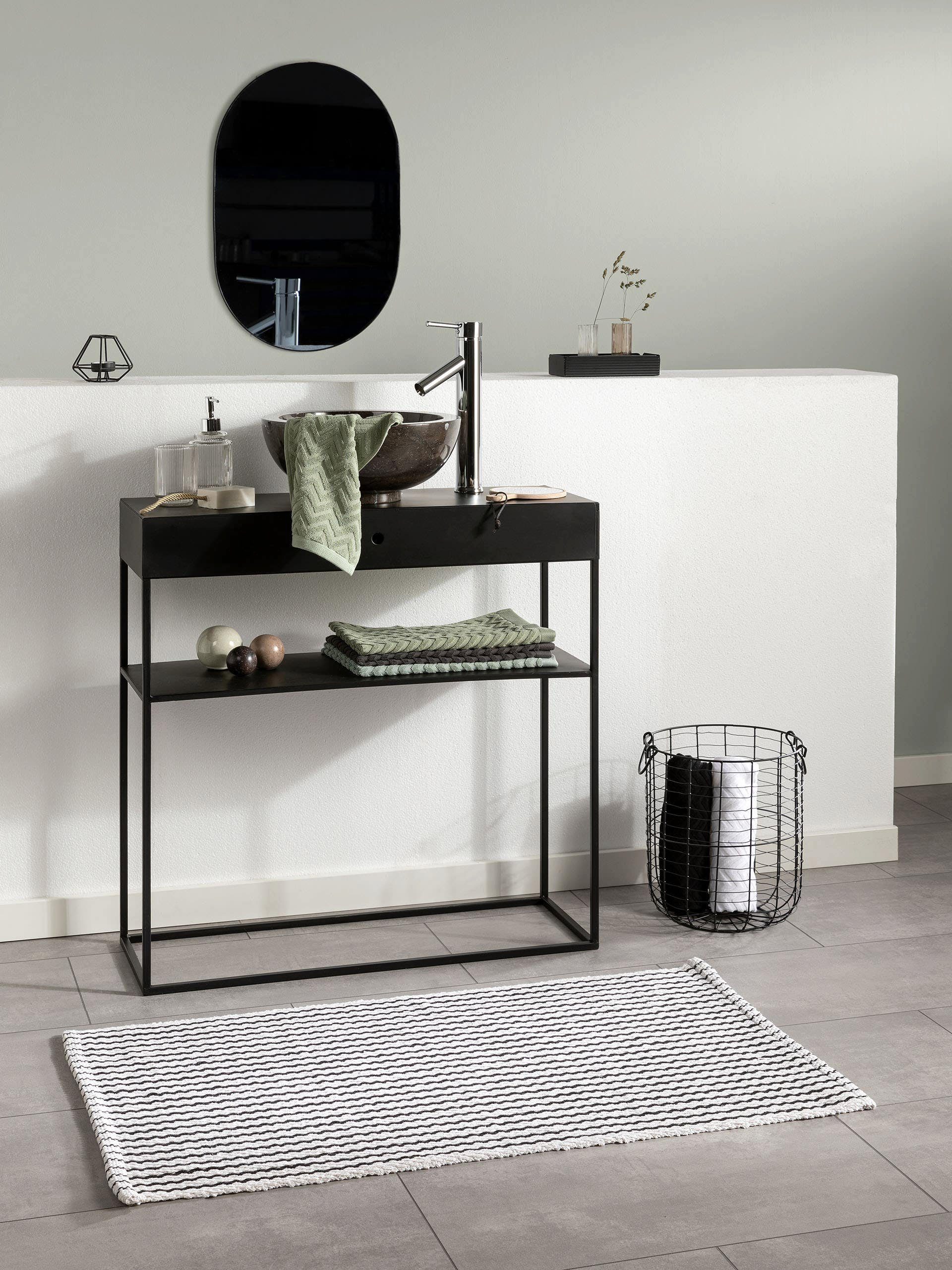 benuta Badematte Bono, Höhe 5 mm, Baumwolle, rechteckig, 100% Baumwolle, handgewebt, Kindermotive, Natural Living, Badezimmer