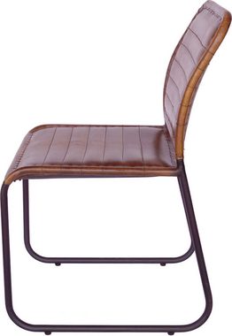 Trademark Esszimmerstuhl Esszimmerstuhl mit braunem gesteppten Leder auf Sitz und Rückenlehne