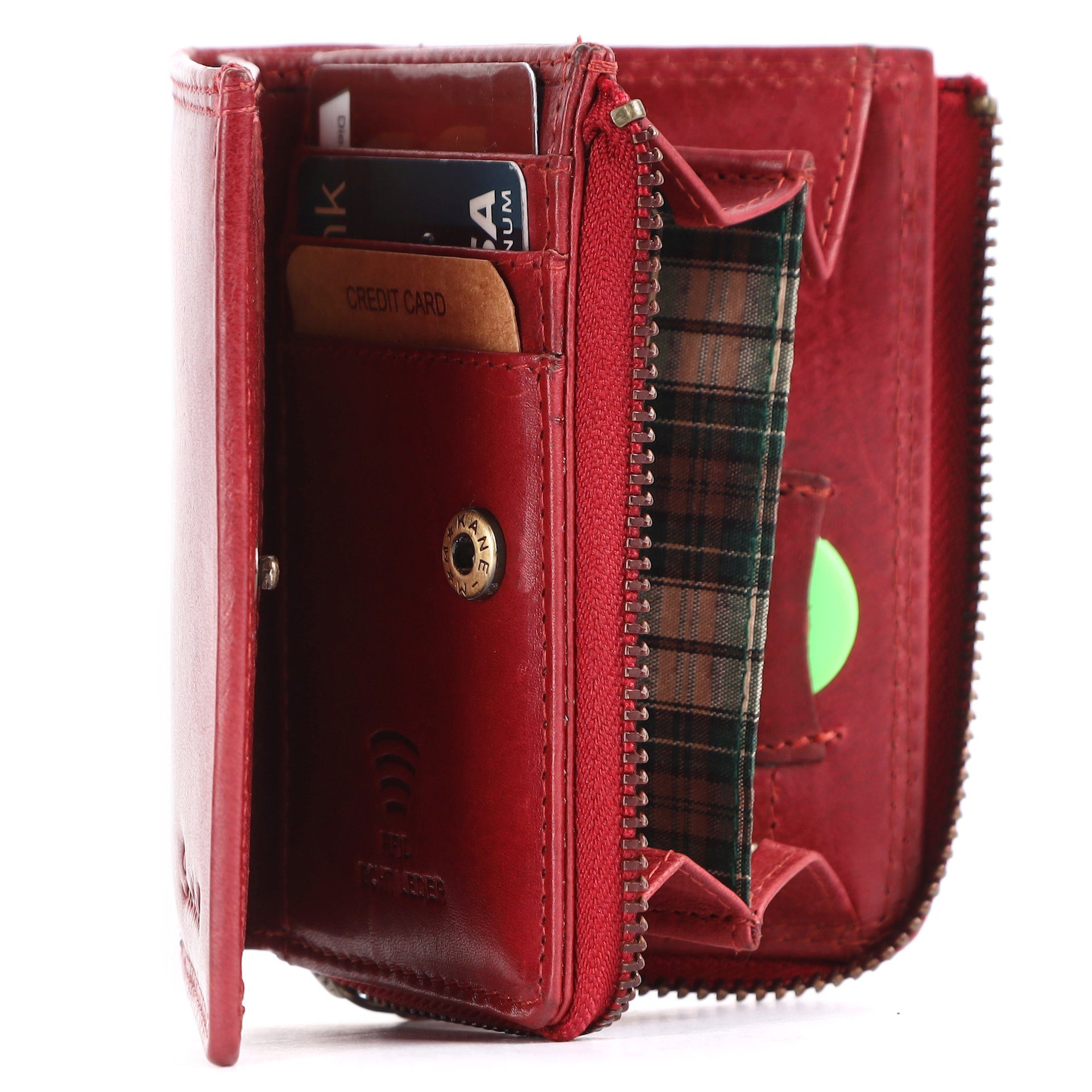 Benthill Geldbörse Klein Echt Leder RFID Damen & Herren Geldbeutel Slim-Wallet Portmonee, RFID-Schutz Kartenfächer Münzfach Reißverschlussfach