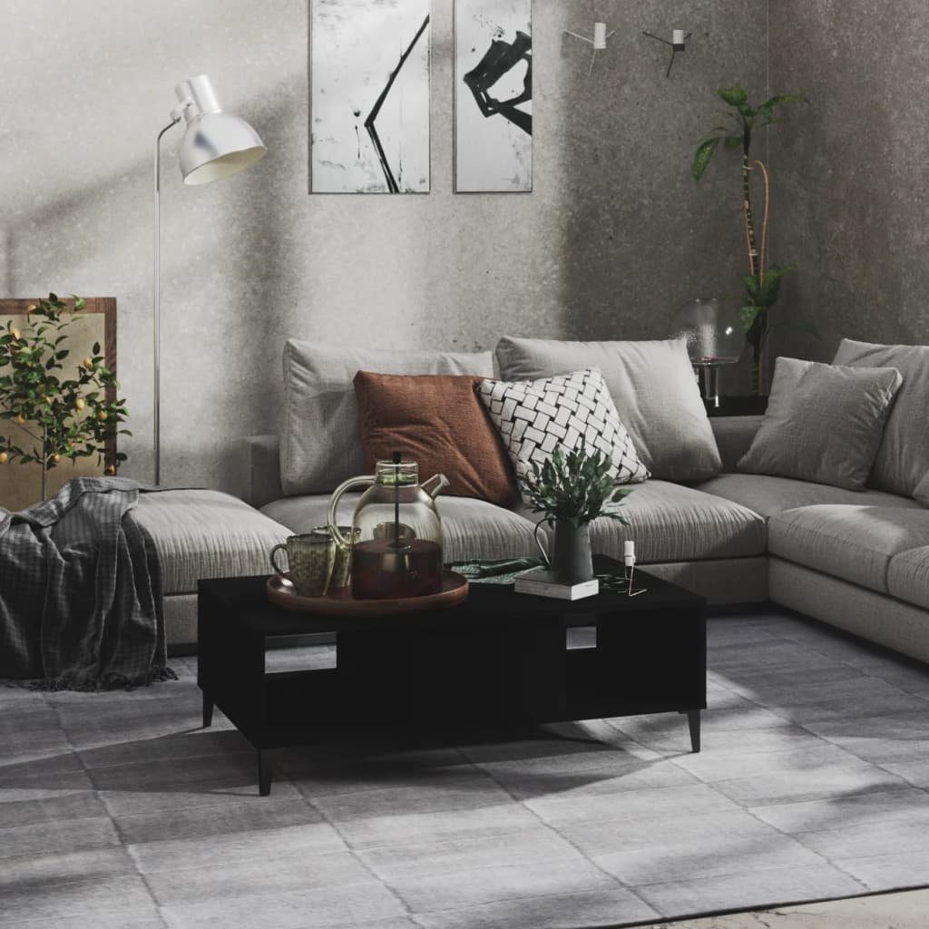 vidaXL Couchtisch in Schwarz mit einer Tür (LxBxH: 60x103,5x35 cm)