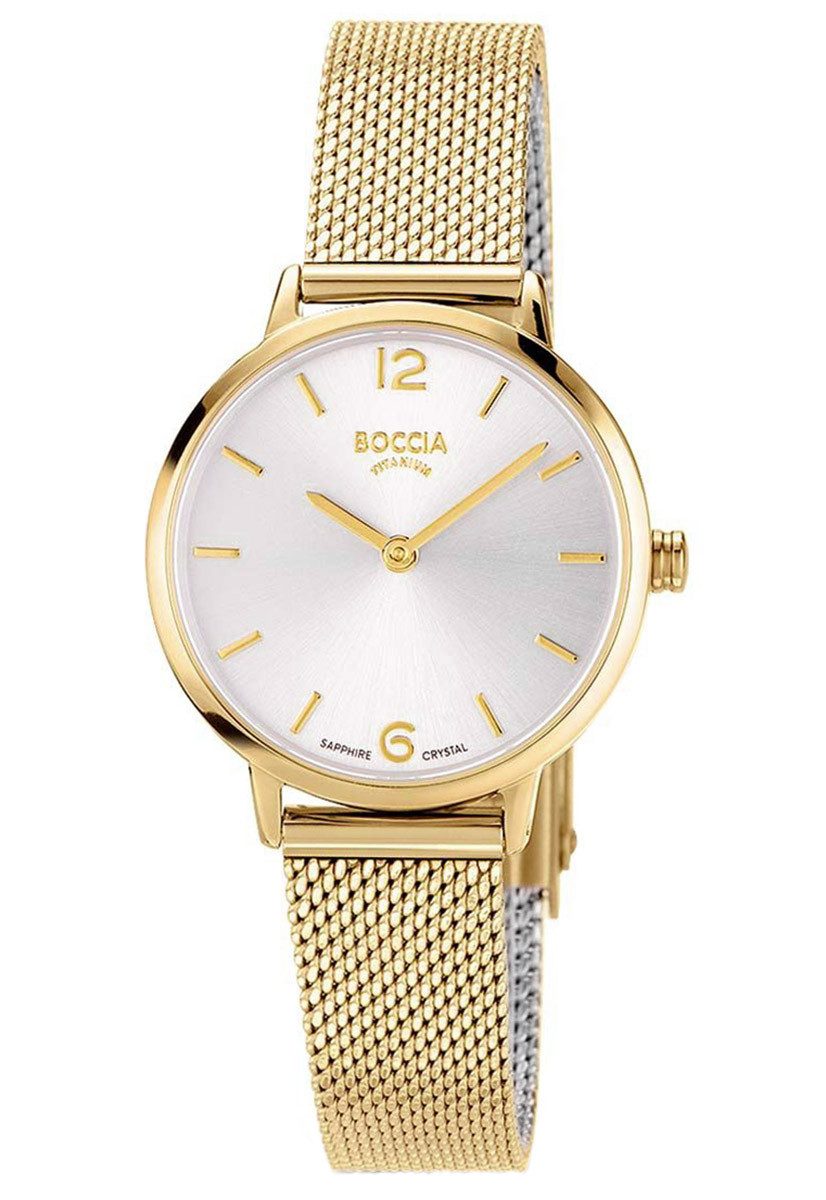 Boccia Quarzuhr mit Milanaiseband Goldfarben