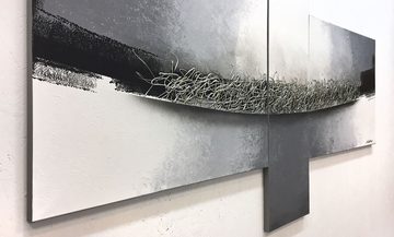 WandbilderXXL Gemälde Silver Dimension 190 x 100 cm, Abstraktes Gemälde, handgemaltes Unikat