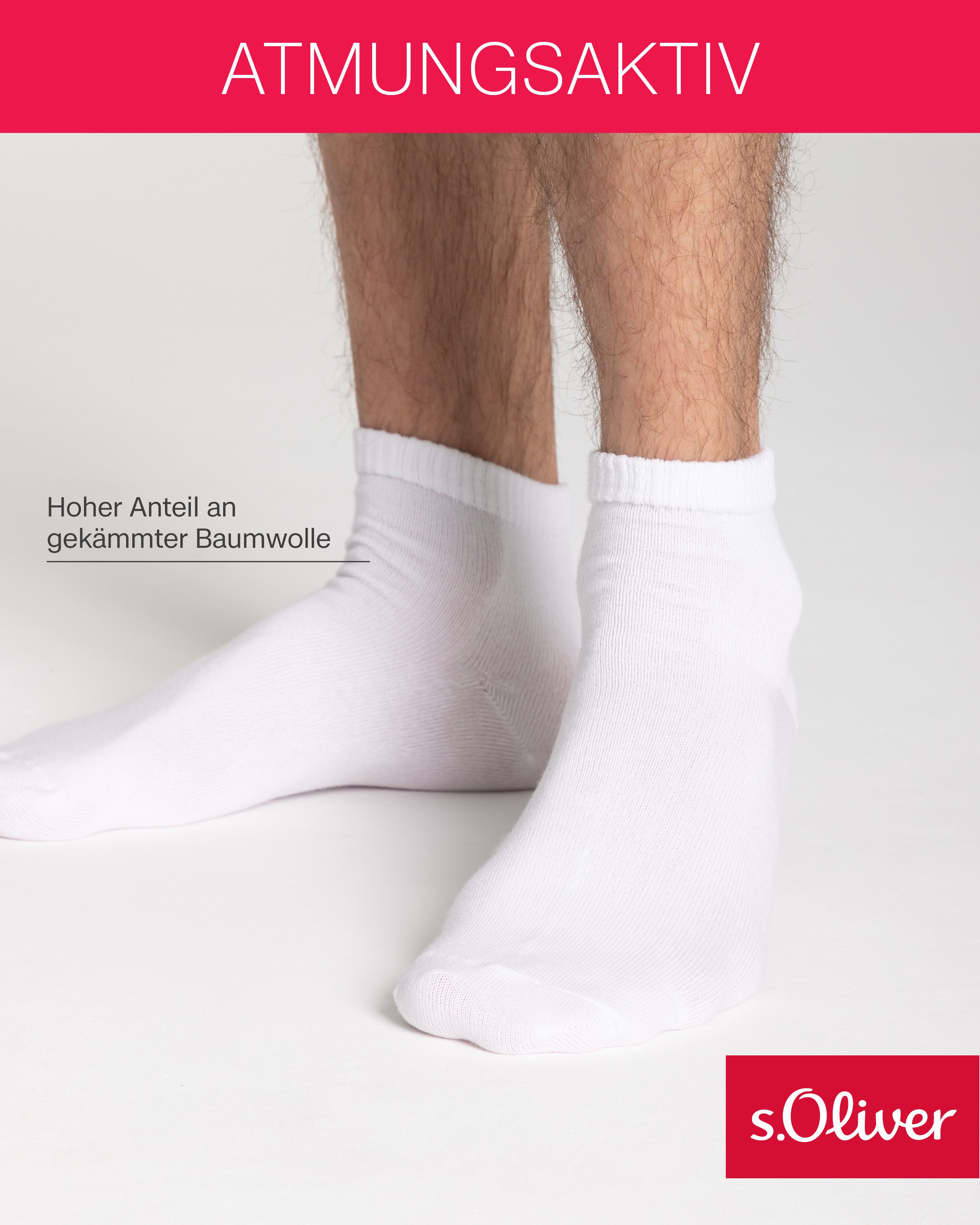 s.Oliver Kurzsocken essentials (8-Paar) Sneakersocken, im 8er Pack, mit elastischem Sitz, knöchelhoch – Bild 4 von 5